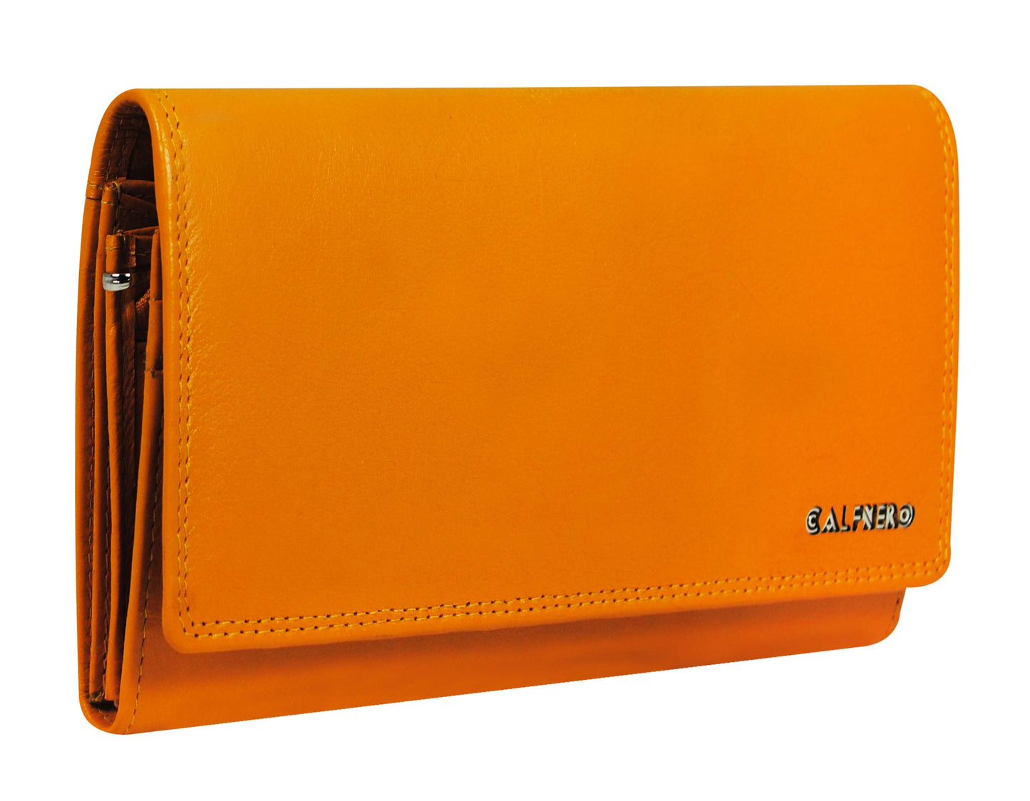 Women's Genuine Leather wallet-Long Purse Wallet with Multiple Card Slots, Zip Pocket and Note Compartment (Yellow)