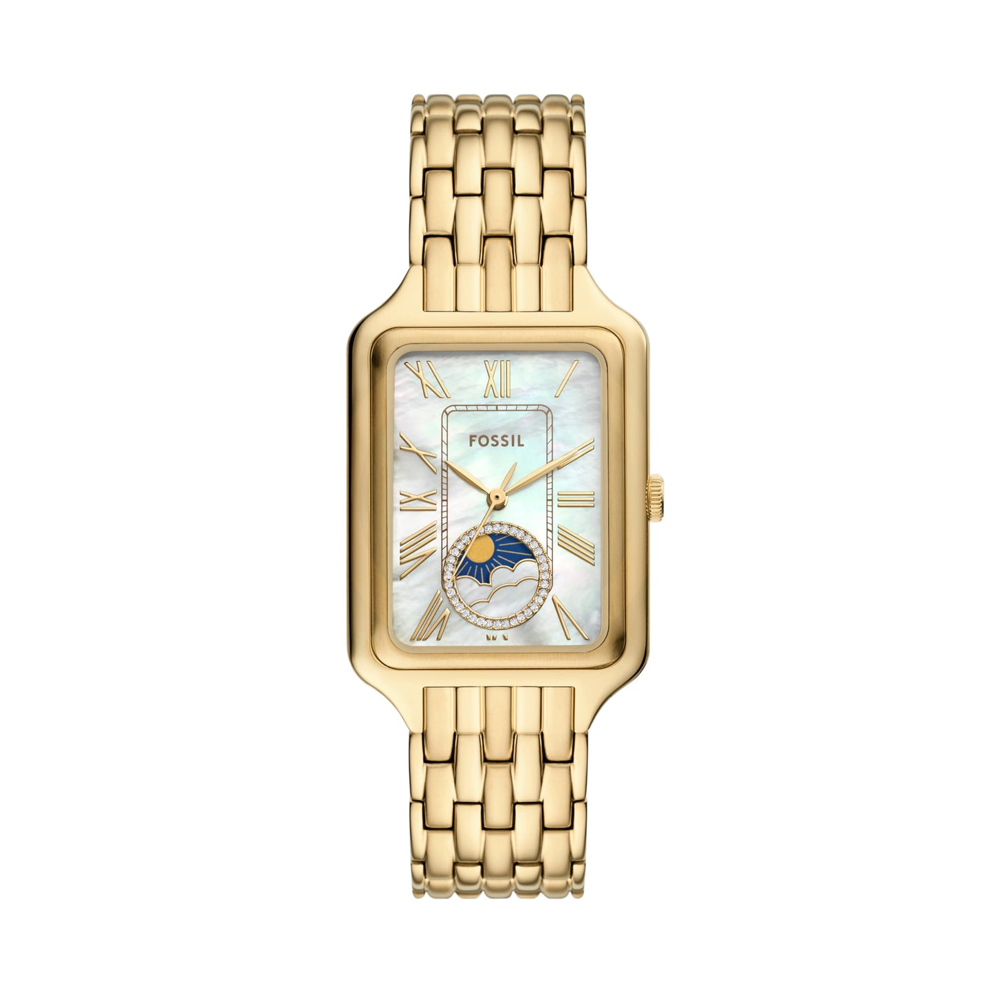 Fossil Womens Raquel Gold Quartz Stainless Steel White Dial Analog Watch ES5398