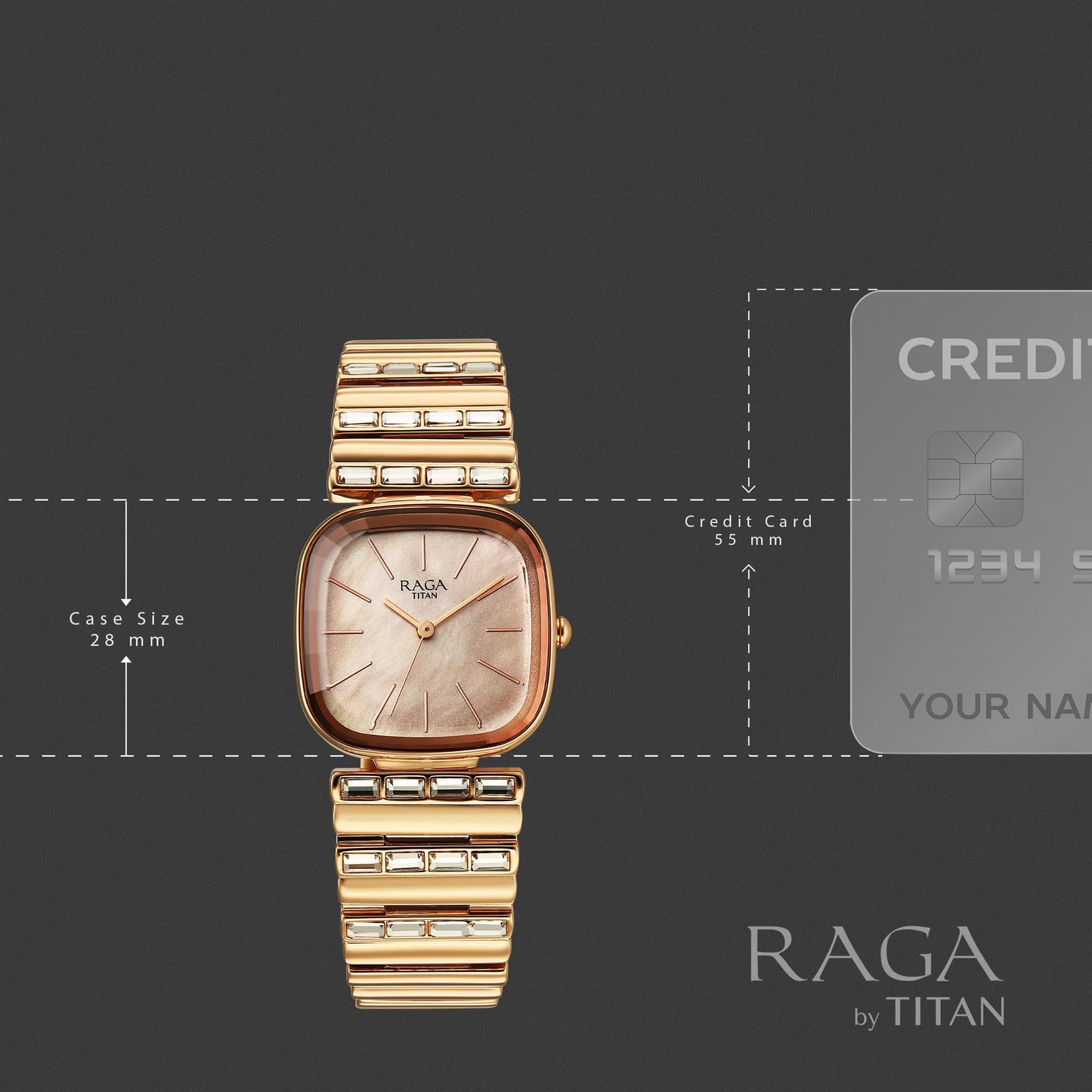 Titan Raga Glimmers Quartz Rose Gold Shaped Dial Women's Watch | Water Resistant Watch | Watches for Women Analog - 95339WM01F