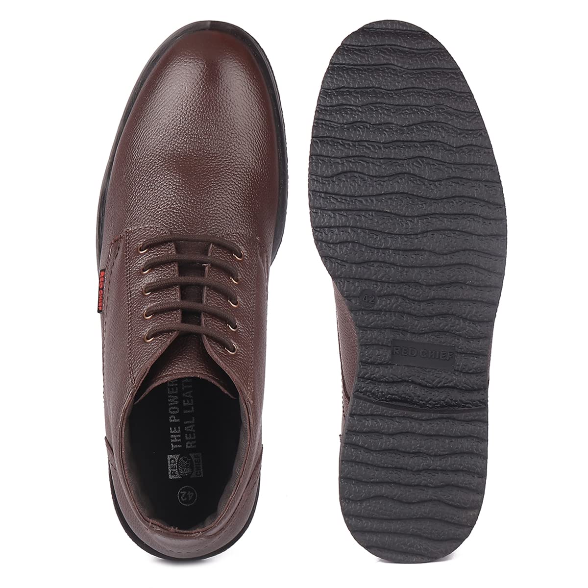 Red Chief Derby Lace Up | Men's Formal Shoes for Office | Brown | TPR Sole