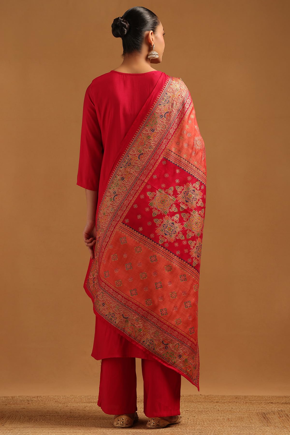 Soch Womens Fuchsia Muslin Embroidered Salwar Suit With Sequins