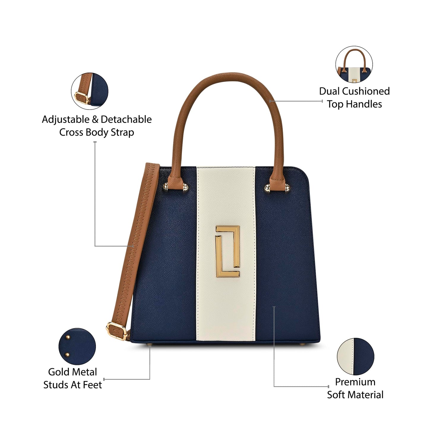 Lavie Luxe Women's Ashwa Satchel Bag for Women | Satchel Handbag for Work | Ladies purse | Stylish Shoulder Bag | Gift for Women