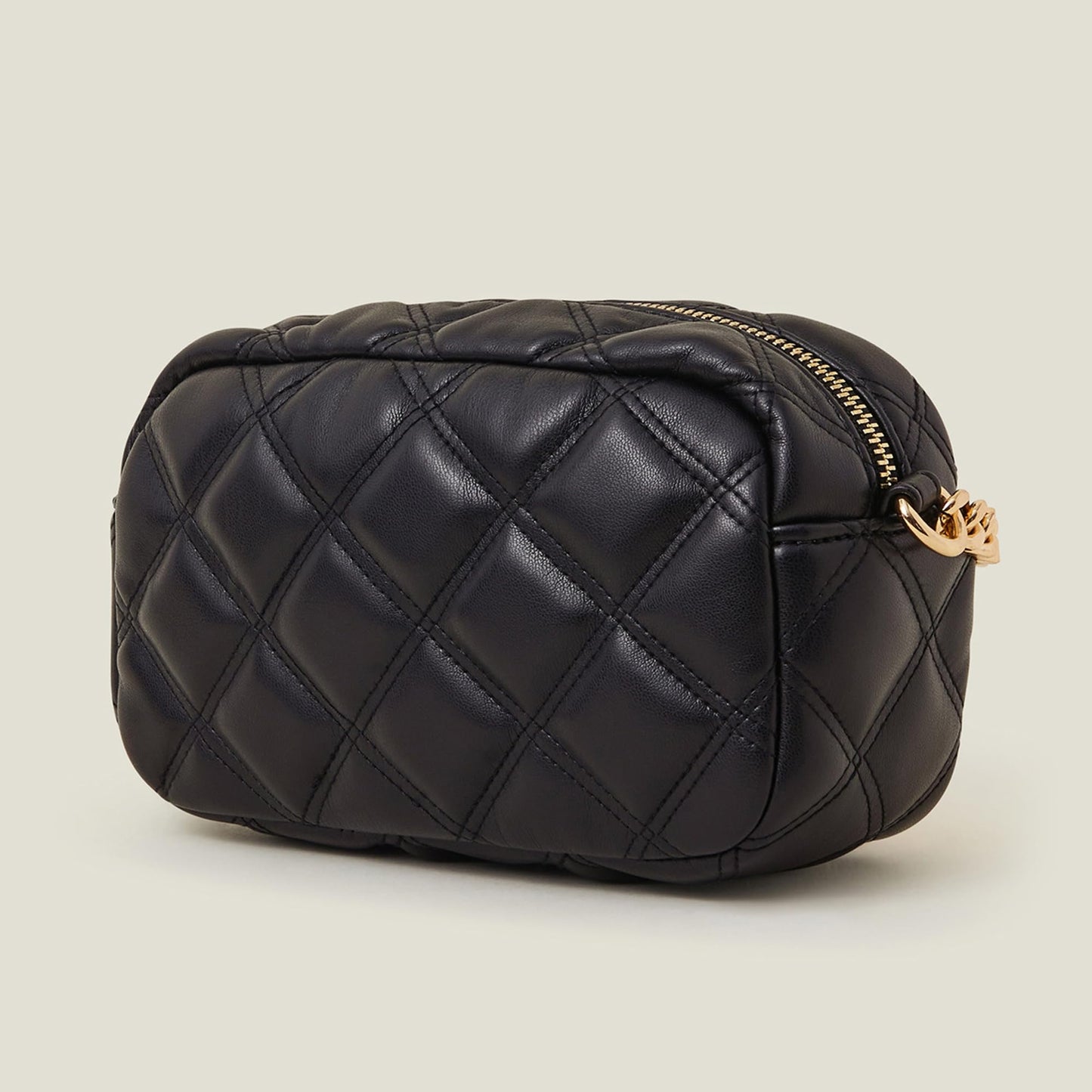 Accessorize London Women's Black Quilted Chunky Chain Camera Bag