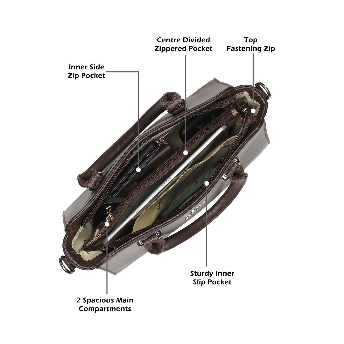 Lavie Women's Mono Ushawu Medium Satchel Handbag for Women | Satchel Bag for Work | Ladies purse | Stylish Shoulder Bag | Gift For Women