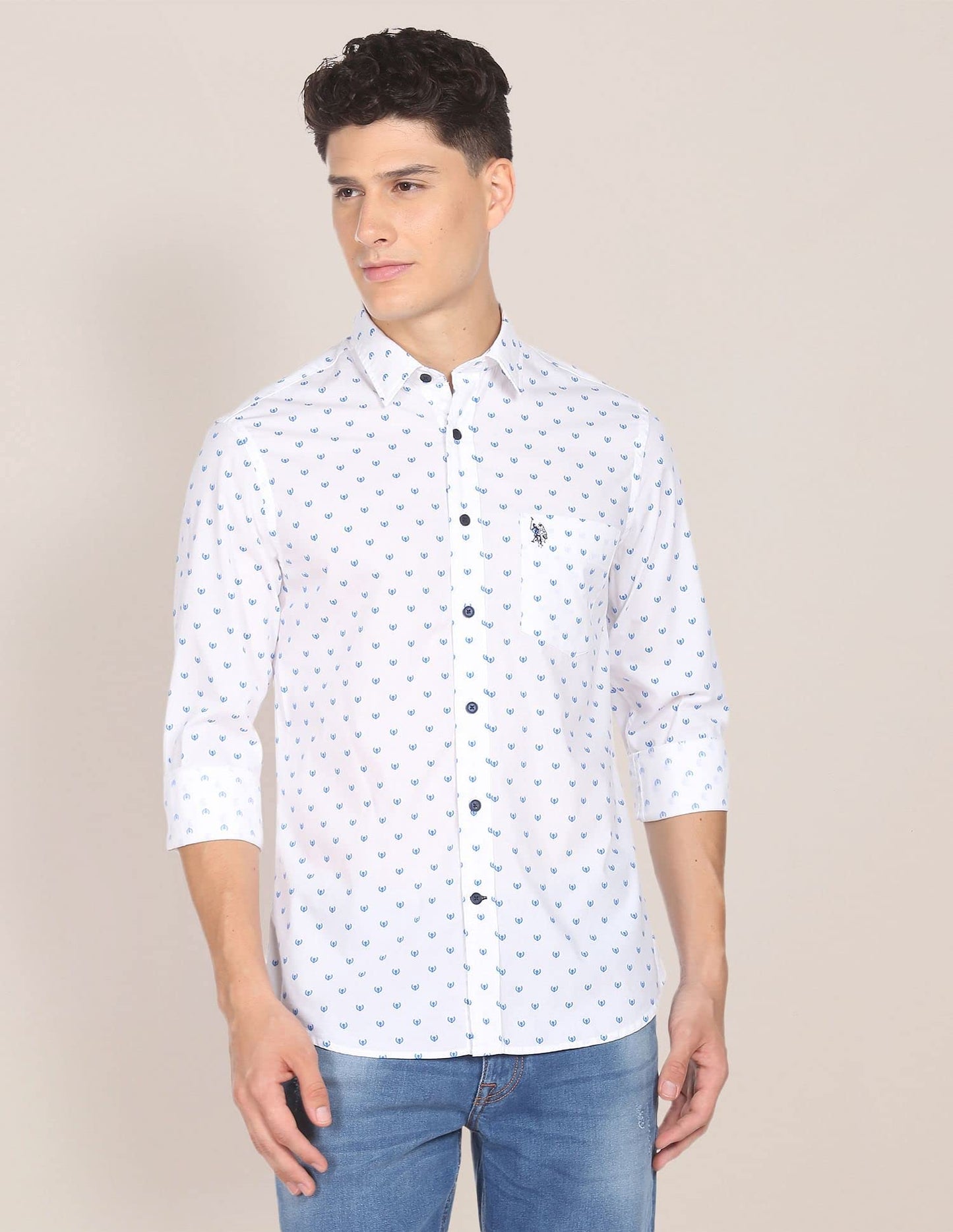 U.S. POLO ASSN. Men's Regular Fit Shirt (USSHT-G94_White