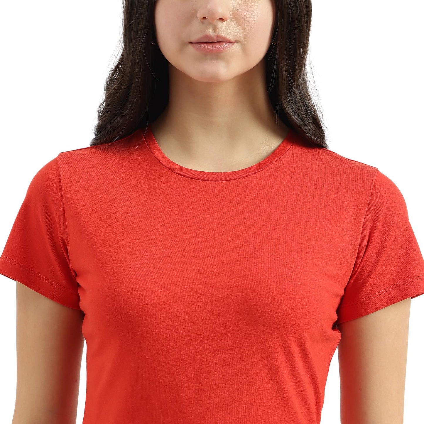 United Colors of Benetton Round Neck Solid T-Shirt (Size: L)-25P3059W3831I29L Red