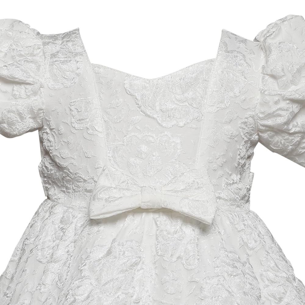 Hopscotch Baby Girls Polyester and Viscose Floral Print Party Dress in White Color for Ages 12-24 Months (ZHG-4375543)