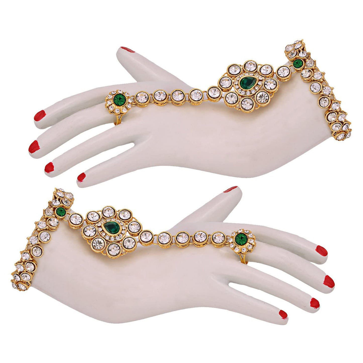 Lucky Jewellery Wedding Designer Green Color Gold Plated Dulhan Choker Bridal Set for Girls & Women (2475-L1ZS-KD124-G)
