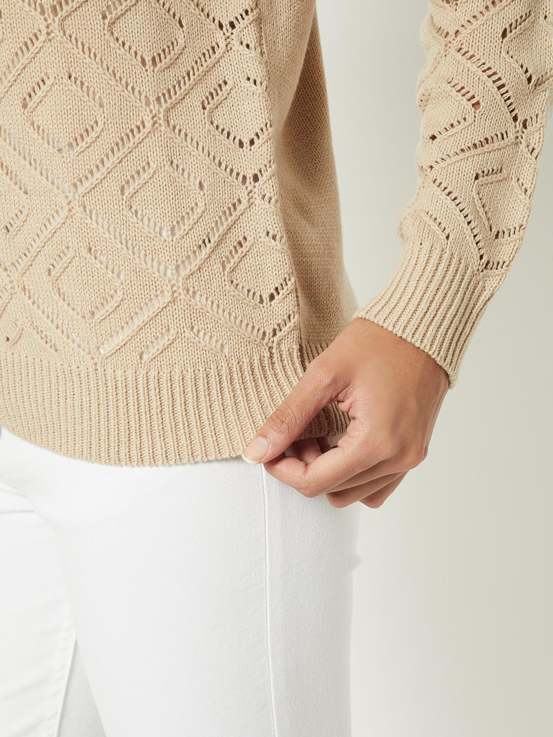 Max Women Knit Cardigan (Beige_XL)