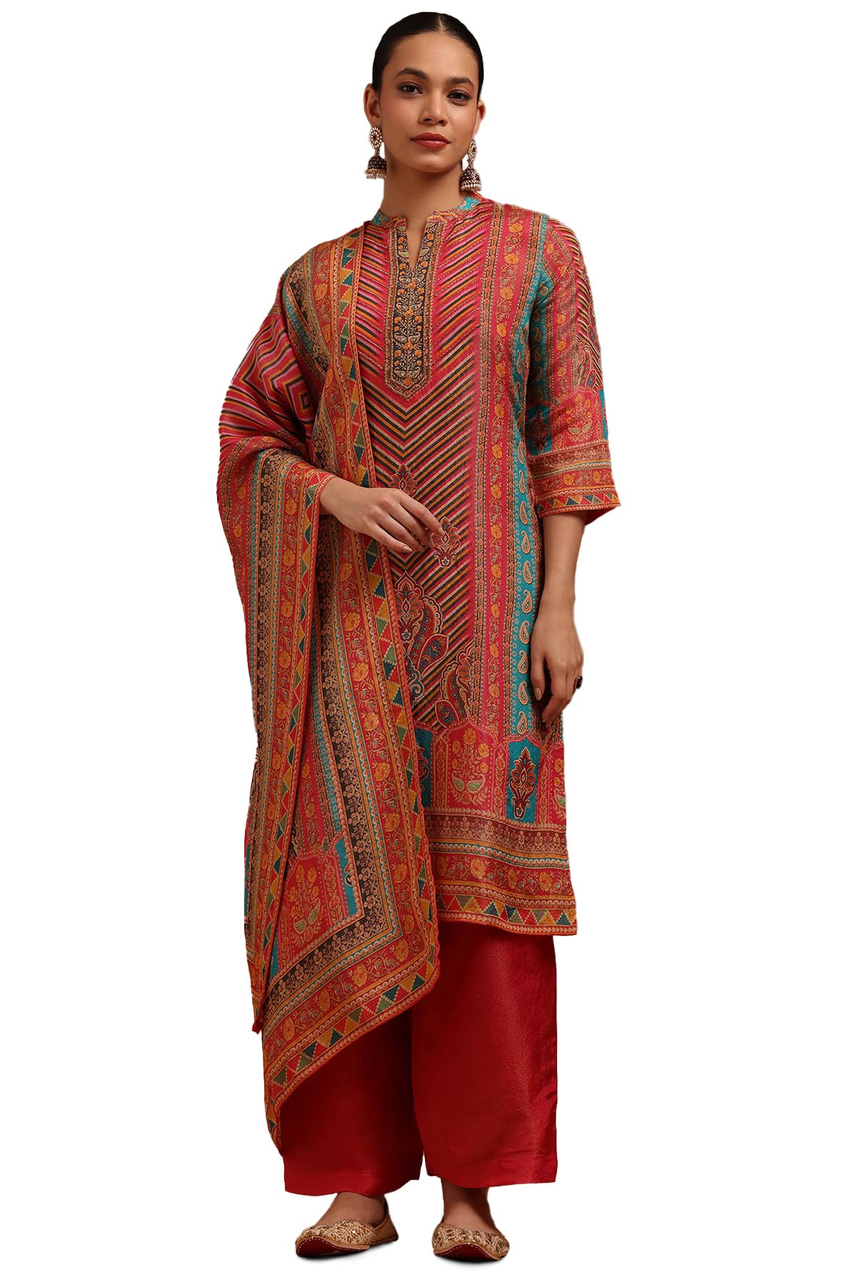 Soch Womens Fuchsia Shimmer Ethnic Salwar Suit With Cutwork