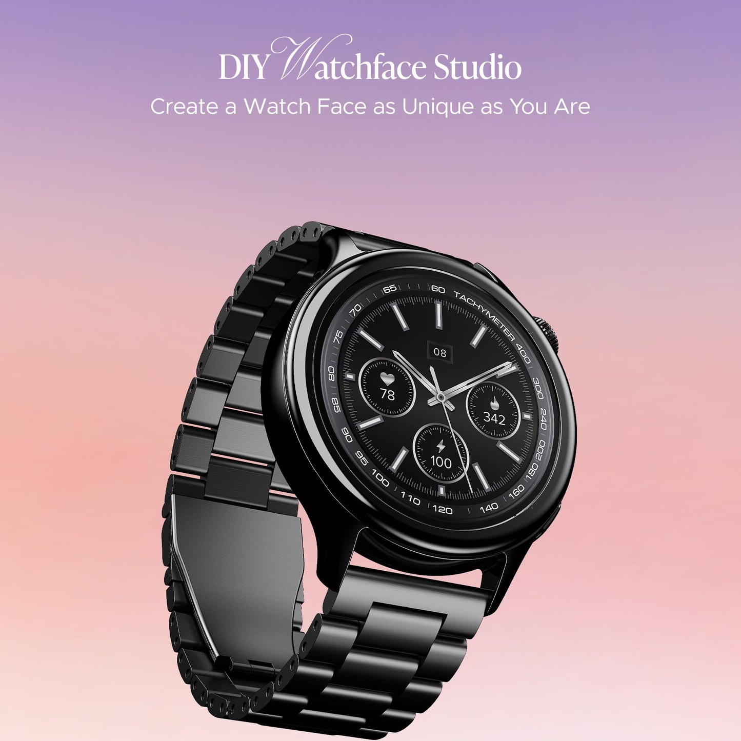 Boat Enigma Daze Women's Luxury Smart Watch w/ 1.3”(3.3cm) AuraVue Display w/ 20% Higher Brightness, Emergency SOS, Female Wellness Tracking, BT Calling, smart Watch for Women Latest (Steel Black)