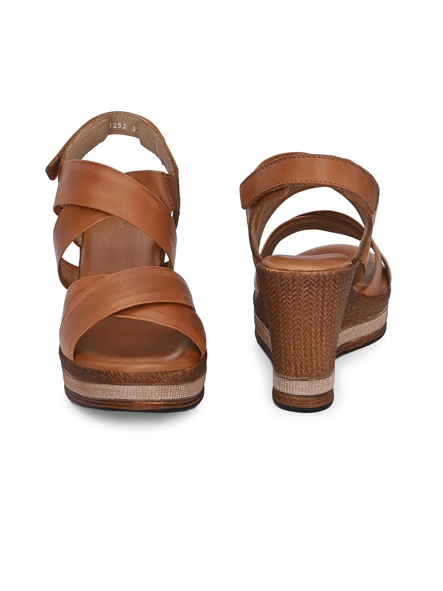 Delize Light Leather - Tan leather and multi coloured jute women cross strap Sandal,64252 41