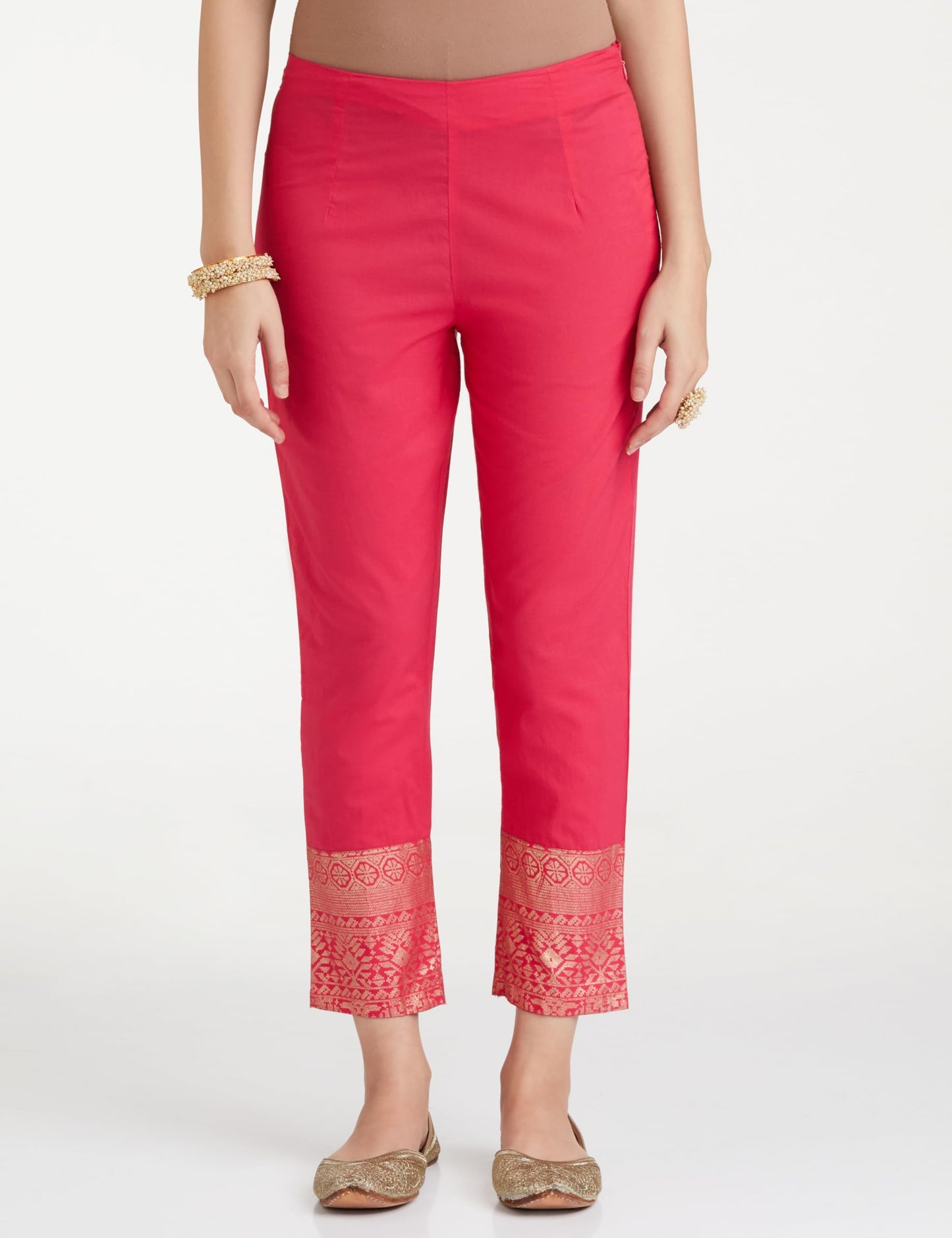 BIBA Polyester Women's Printed Straight Salwar Kurta Dupatta(Skdassorted7566E_Fuchsia_34)