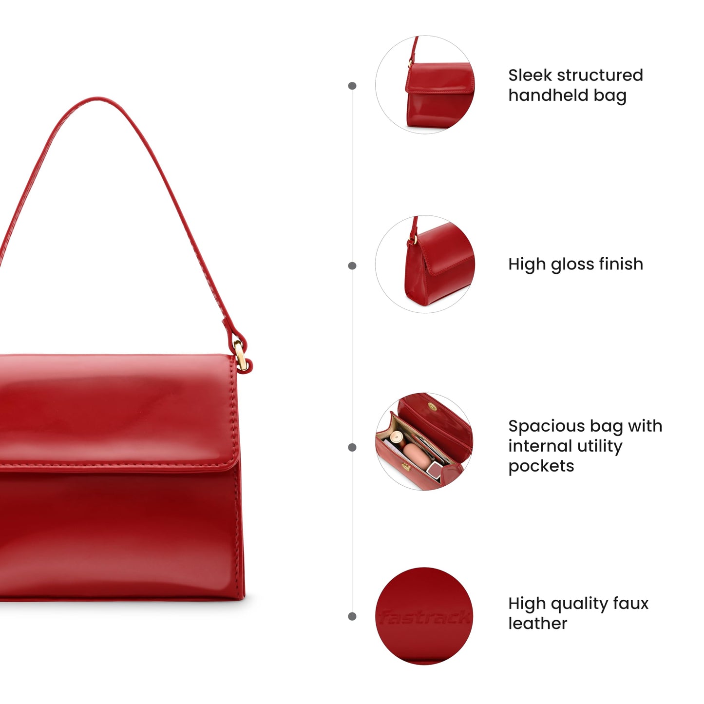 Fastrack Luscious Red Party Handheld Bag for Women | Bag for Casual Carry | Party Handbag