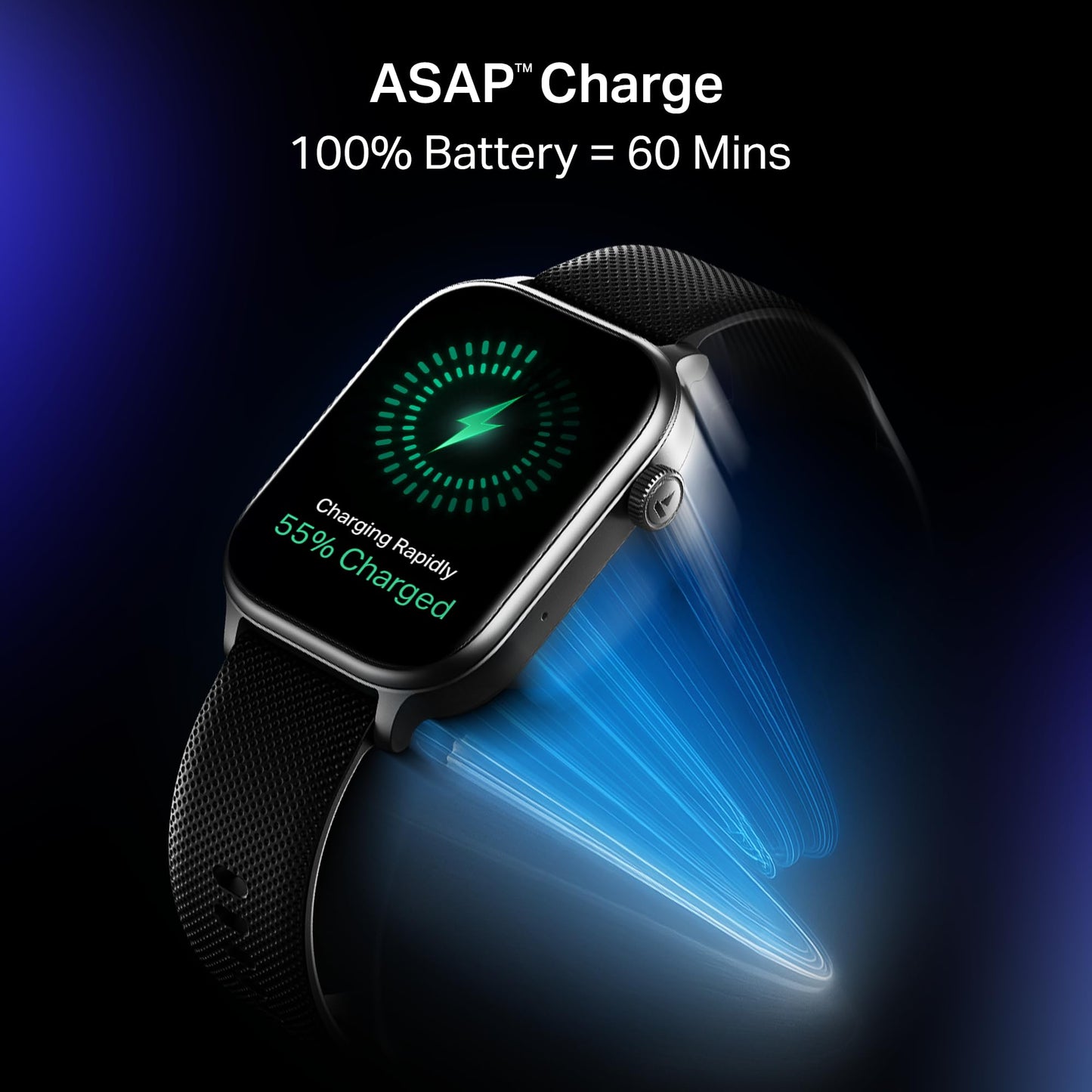 Boat Storm Infinity Plus Smartwatch with 20 Days Battery, ASAP™ Charge, 4.97 cm HD Display, Functional Crown, Multiple Sports Modes, BT Calling, SOS, IP68, Heart Rate & SpO2 Monitor (Active Black)