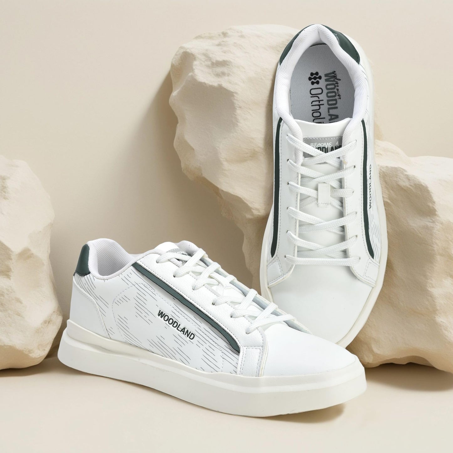 Woodland Men's White PU Sneakers-7 UK (41EURO) (OSNK 4990023)
