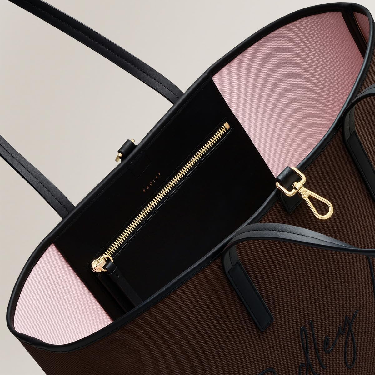 RADLEY London Addison Gardens Signature Responsible Women’s Large Recycled Fabric Open Top Tote Bag, Dark Oak, Large