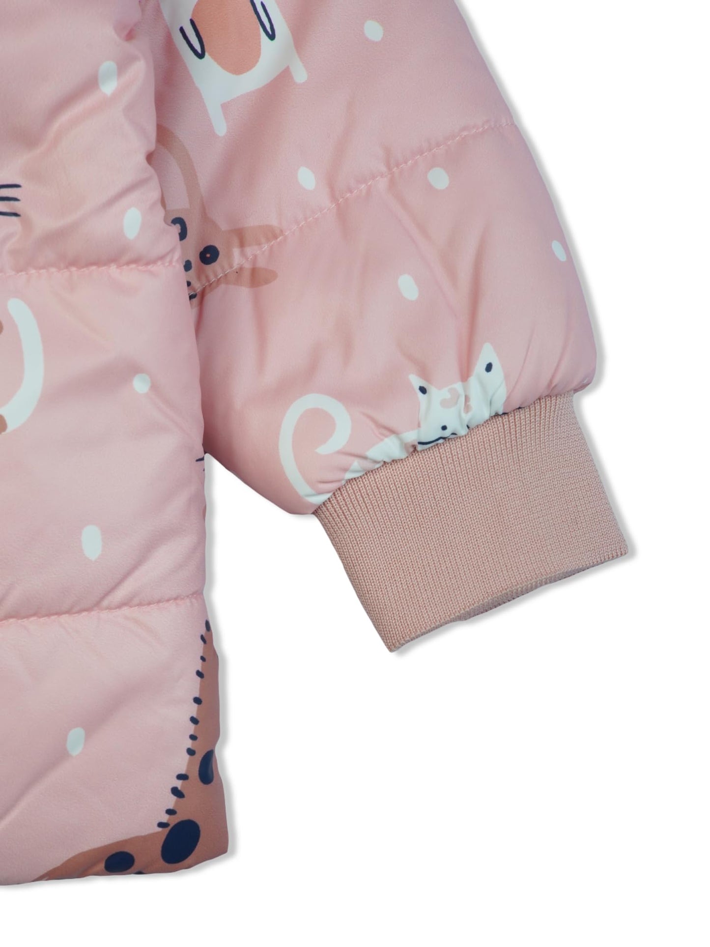 BODYCARE Girls Polyester Standard Length Quilted Winter Jacket| Full Sleeves| V Neck Pink (6-12M)