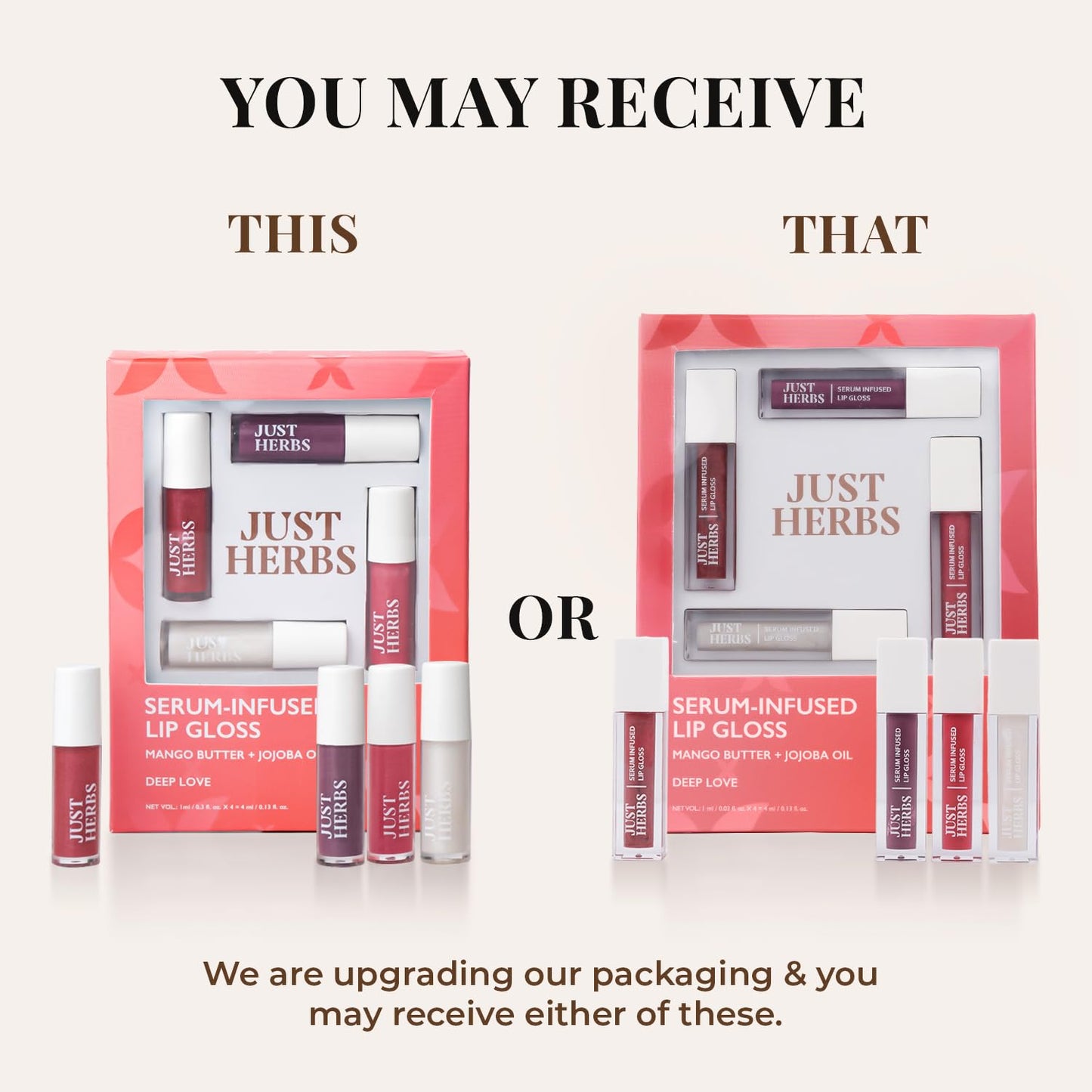 Just Herbs 4 IN 1 Lip Gloss for Women, Serum Infused Non-Sticky Glossy and Hydrating Lip Gloss 4g (Soft Lush)