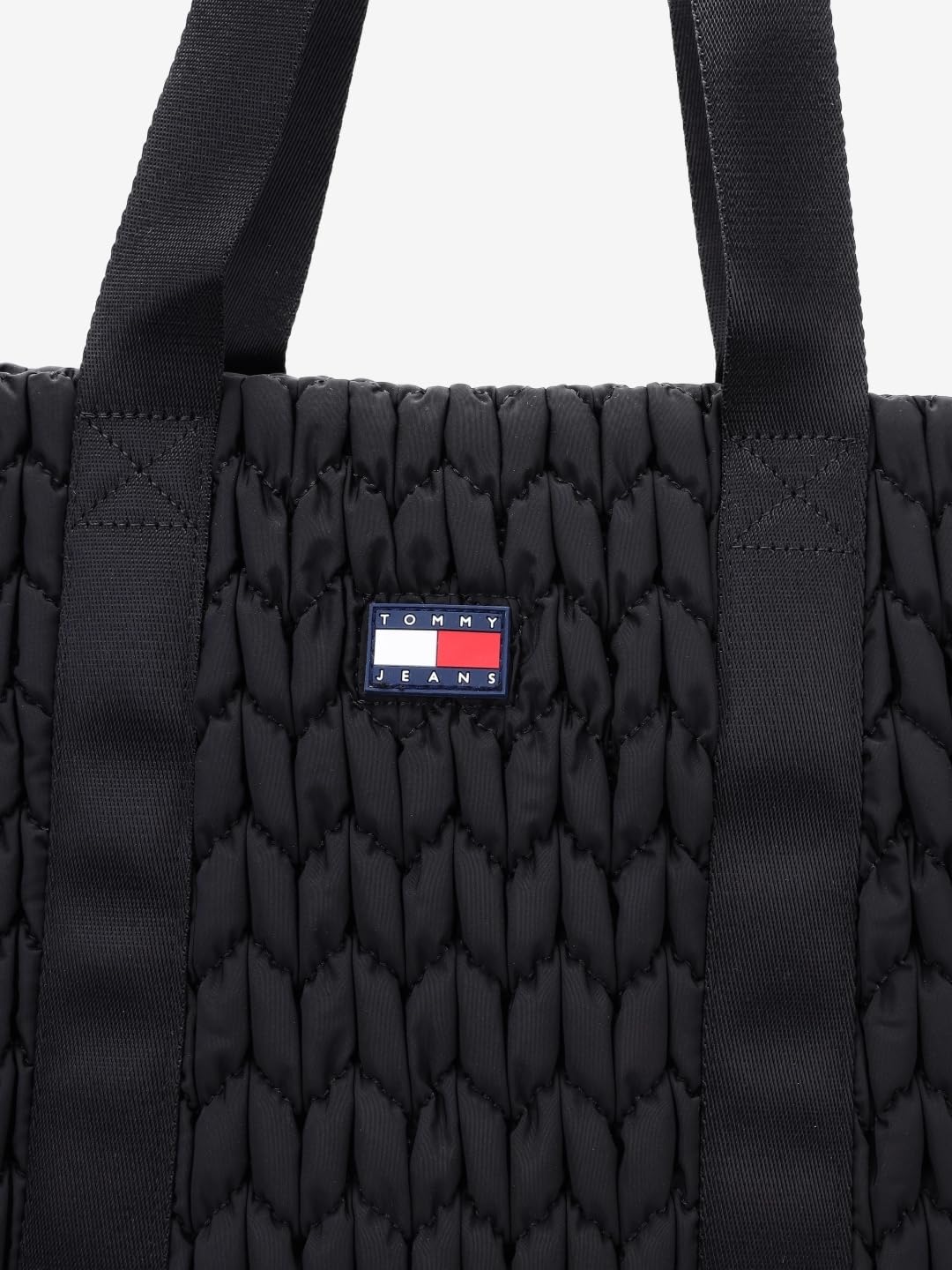 Tommy Hilfiger Quilted Black Polyester Tote Bag