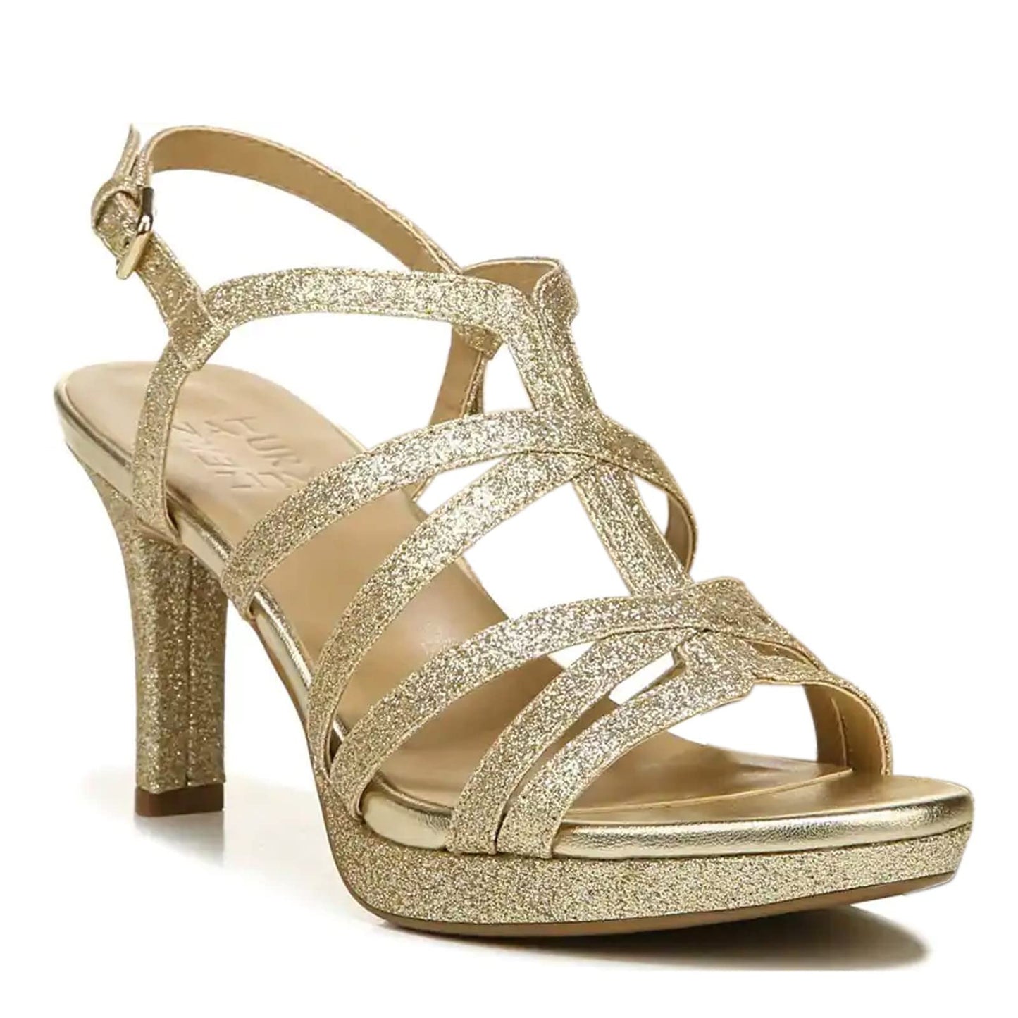 Naturalizer Women's Baylor Strappy High Heel Sandal, Gold Glitter, 11