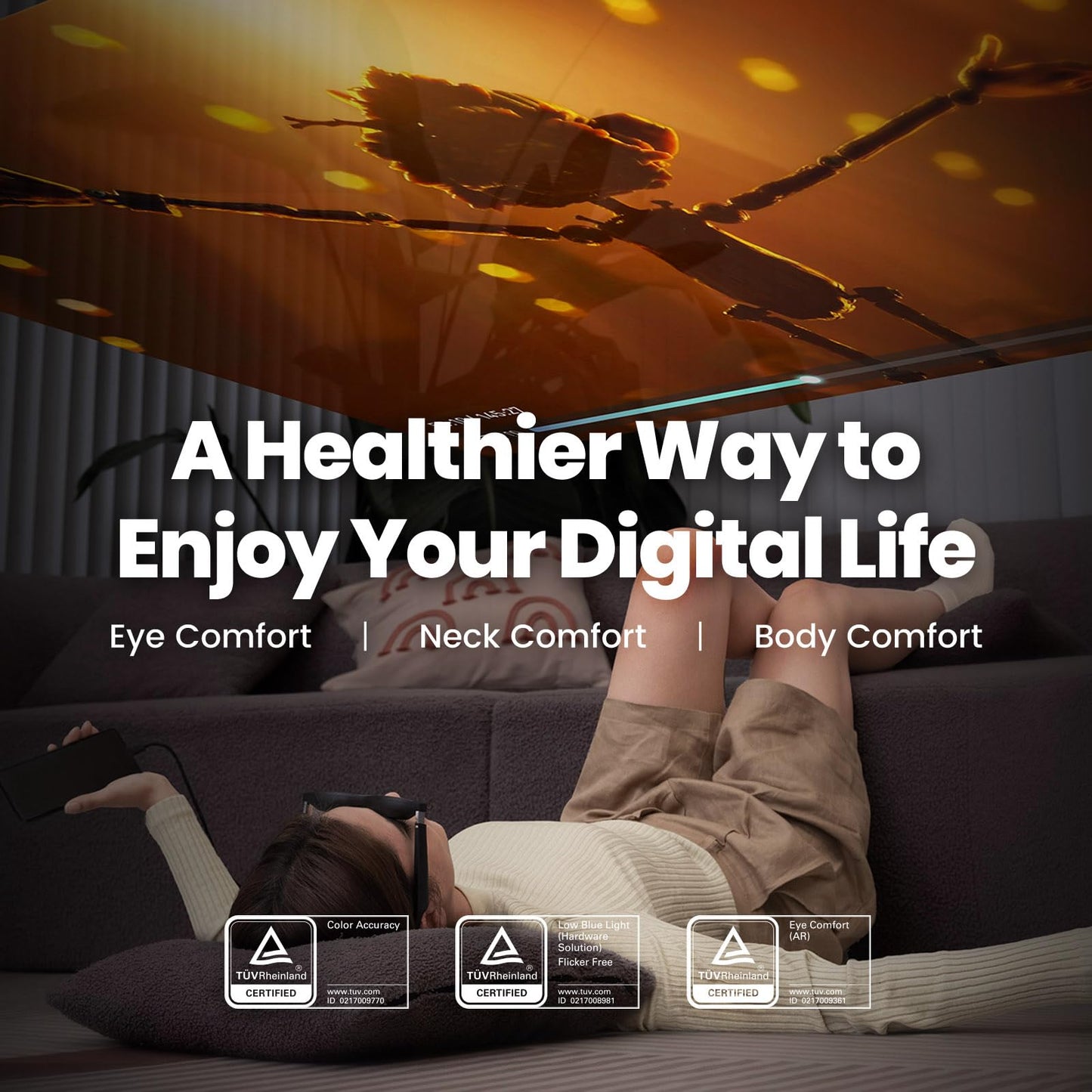 XREAL Air AR Glasses, Smart Glasses with Massive 201" Micro-OLED Virtual Theater, Augmented Reality Glasses, Watch, Stream, and Game On PC/Android/iOS–Consoles & Cloud Gaming Compatible, Black