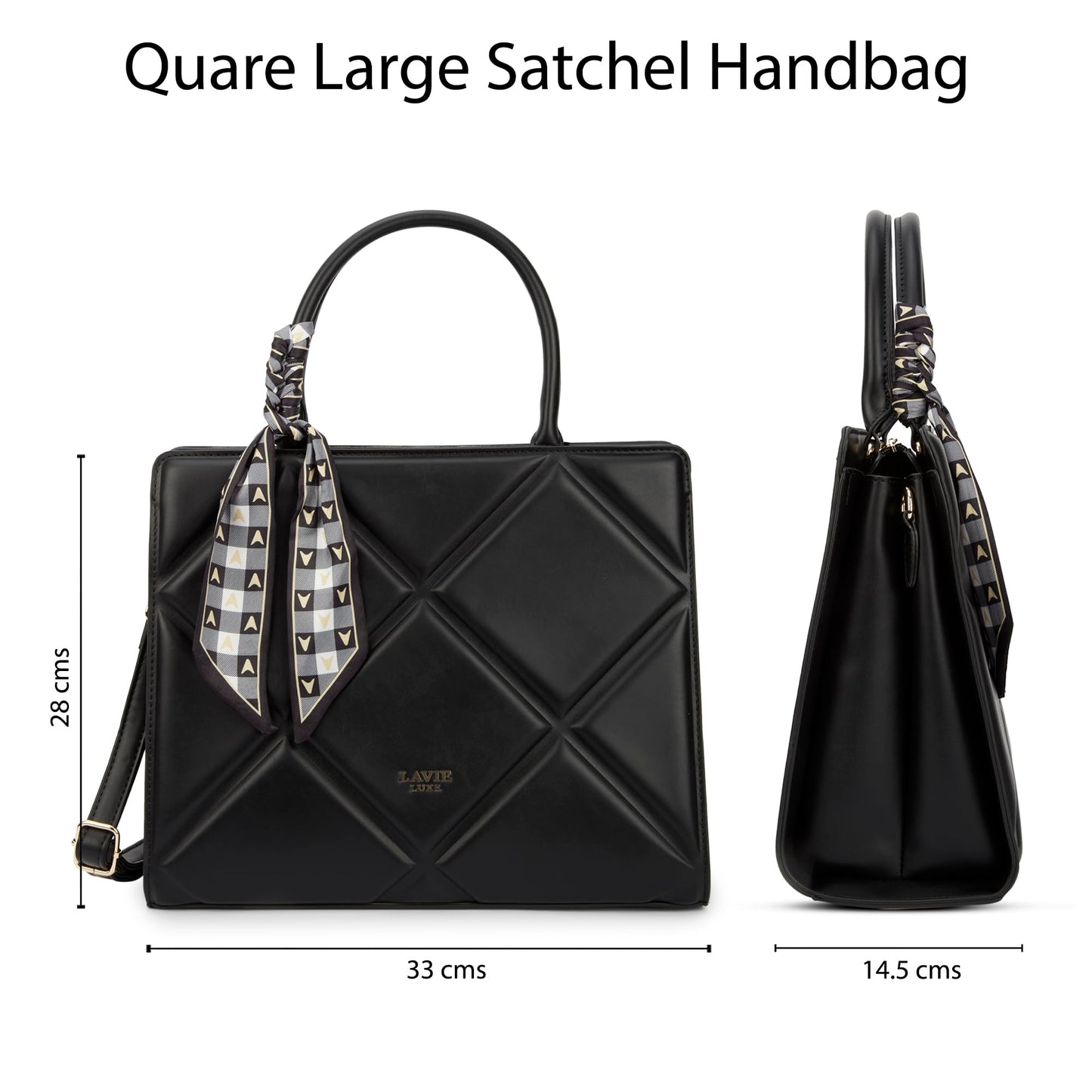 Lavie Luxe Women's Quare Large Satchel Bag | Satchel Handbag for Work | Ladies Purse | Stylish Shoulder Bag | Gift for Women