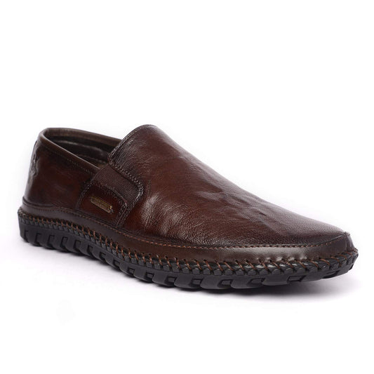 Buckaroo Nardo Natural FullGrain Leather Brown Casual Slip-On Shoes for Mens: Size UK 8