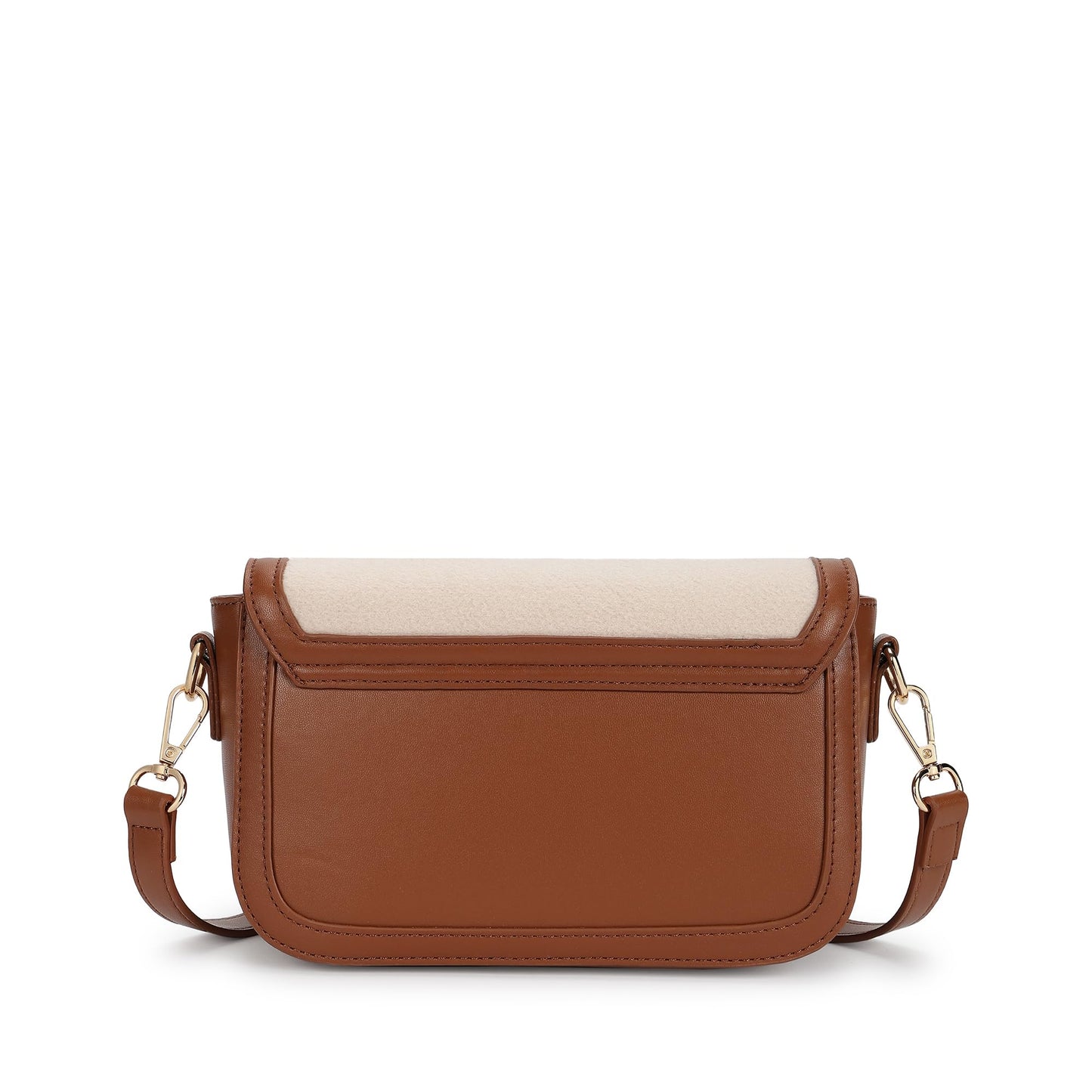 Fastrack Sherpa-Panel Sling Bag for Women | Faux Leather Crossbody with Zipper Closure, Gold Hardware and Detachable Strap | Compact Textured Bag for Casual and Evening Outfits