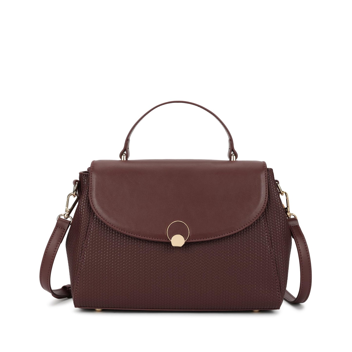 Fastrack Twine Charm Satchel | Faux-Leather Women’s Satchel | Dual Compartments with Centre Zip Pocket, External Quick-Access Zipper, Gold-Accent Flap & Adjustable Strap