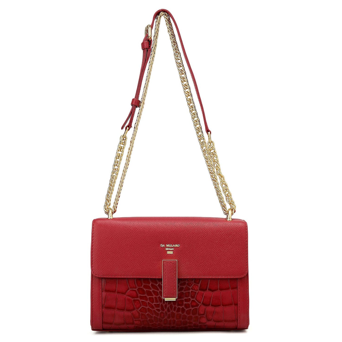 Da Milano Leather Shoulder Bag for Women - Purple