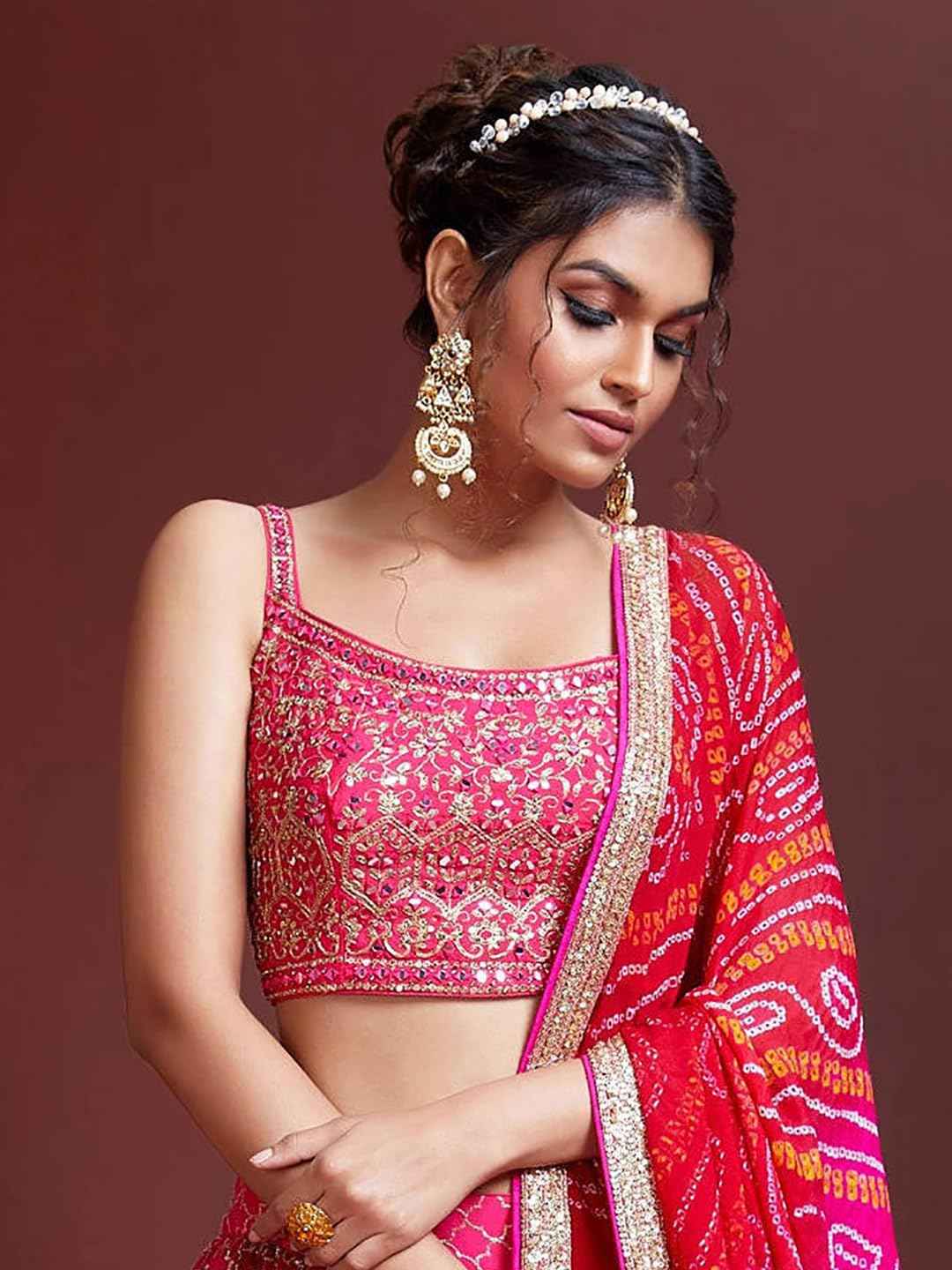 Zeel Clothing Women's Chinnon Silk Embroidered Semi-Stitched Lehenga Choli with Dupatta (105-Pink-New-Bridal-Lehenga-Latest; Free Size)