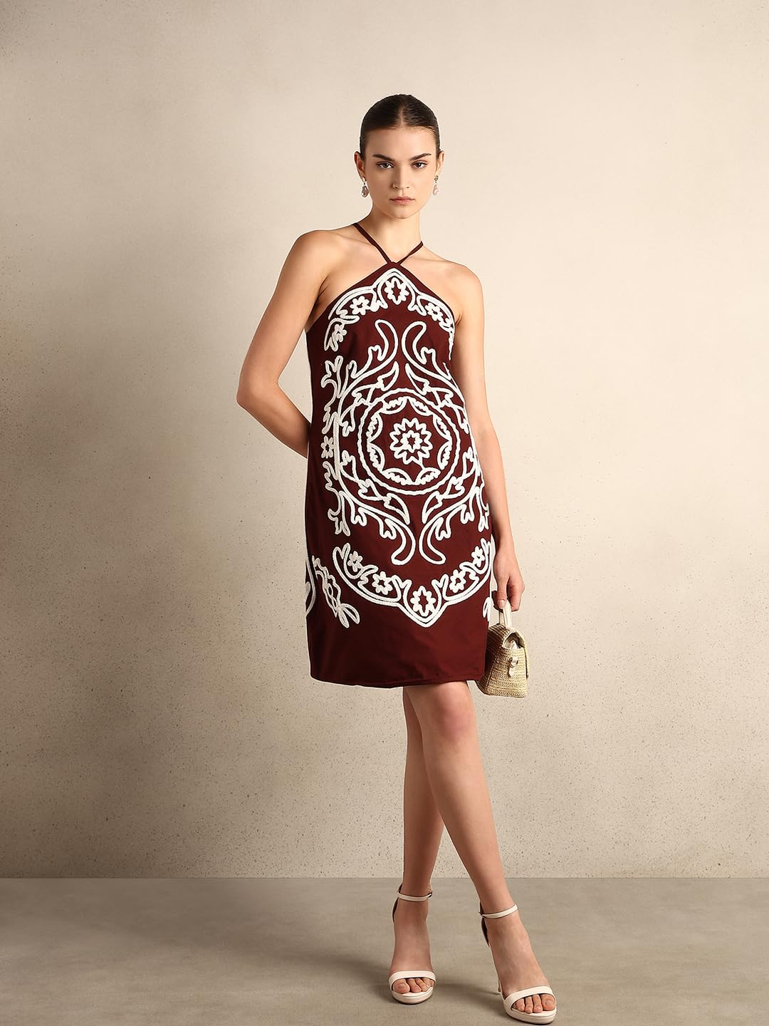VERO MODA Women's A-Line Brown Dress
