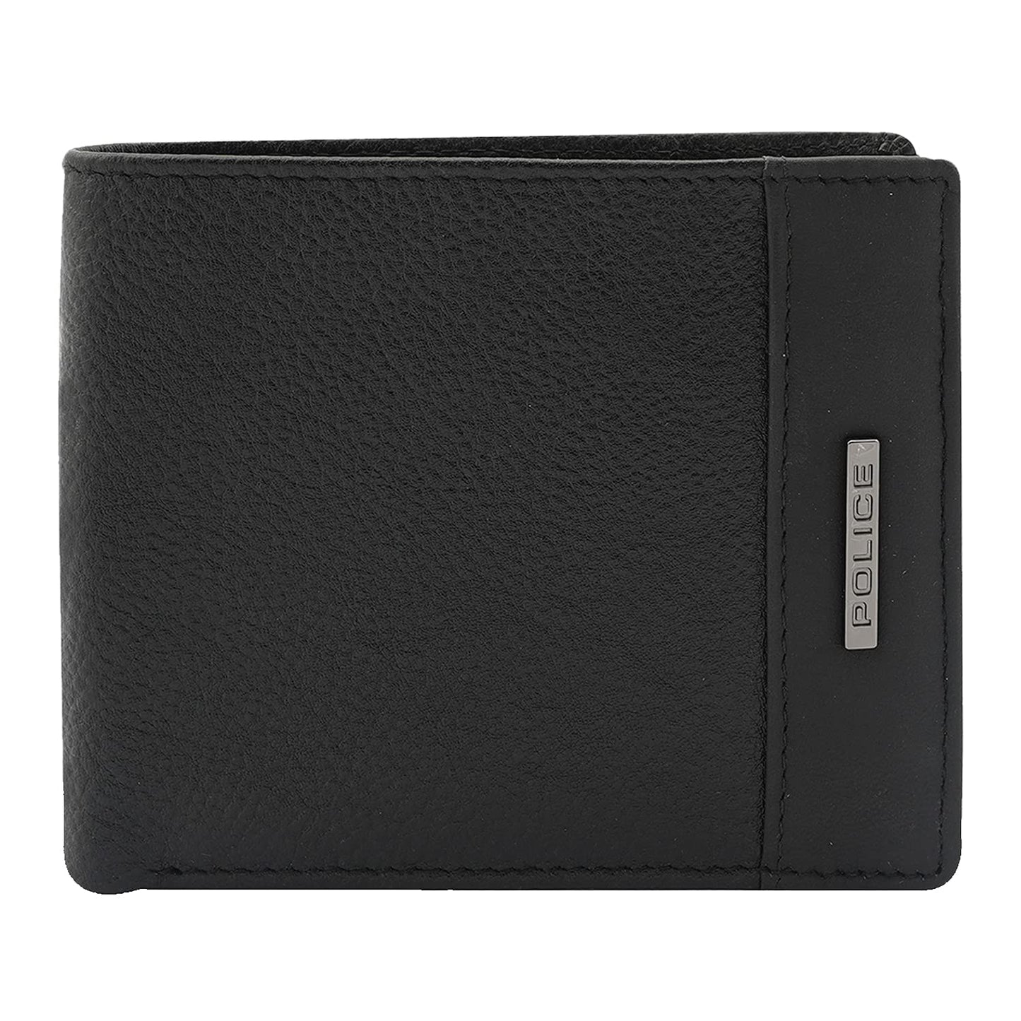 Police Waterline Men's Leather RFID Credit Card Wallet - Black