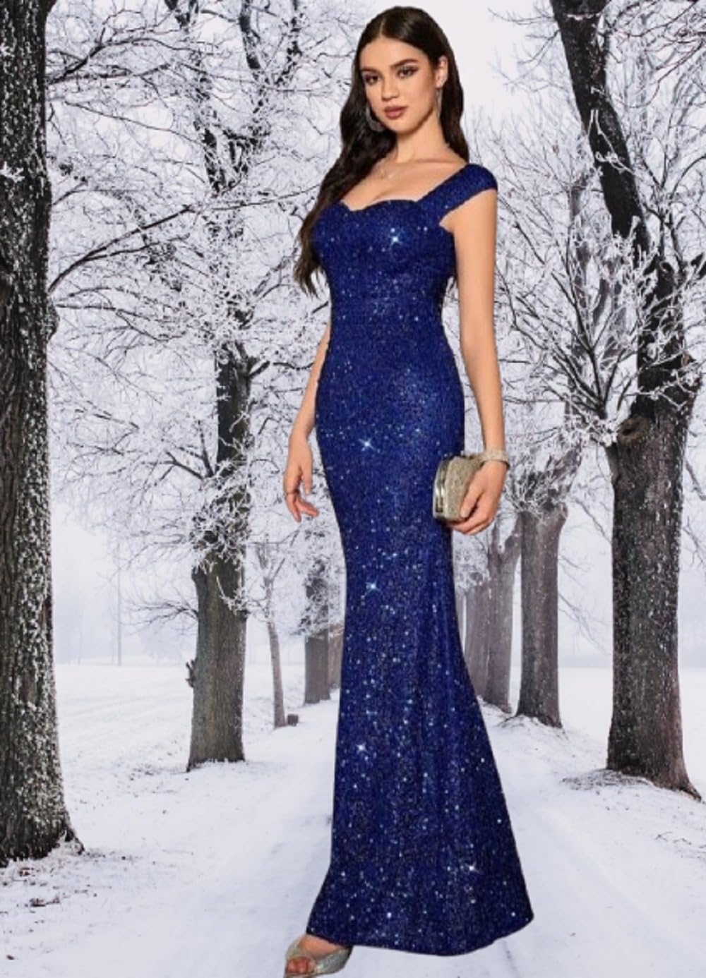 Fashion Fit Art Velvet Embroidery Work Fish Gown for Women (in, Alpha, M, Regular, Blue)