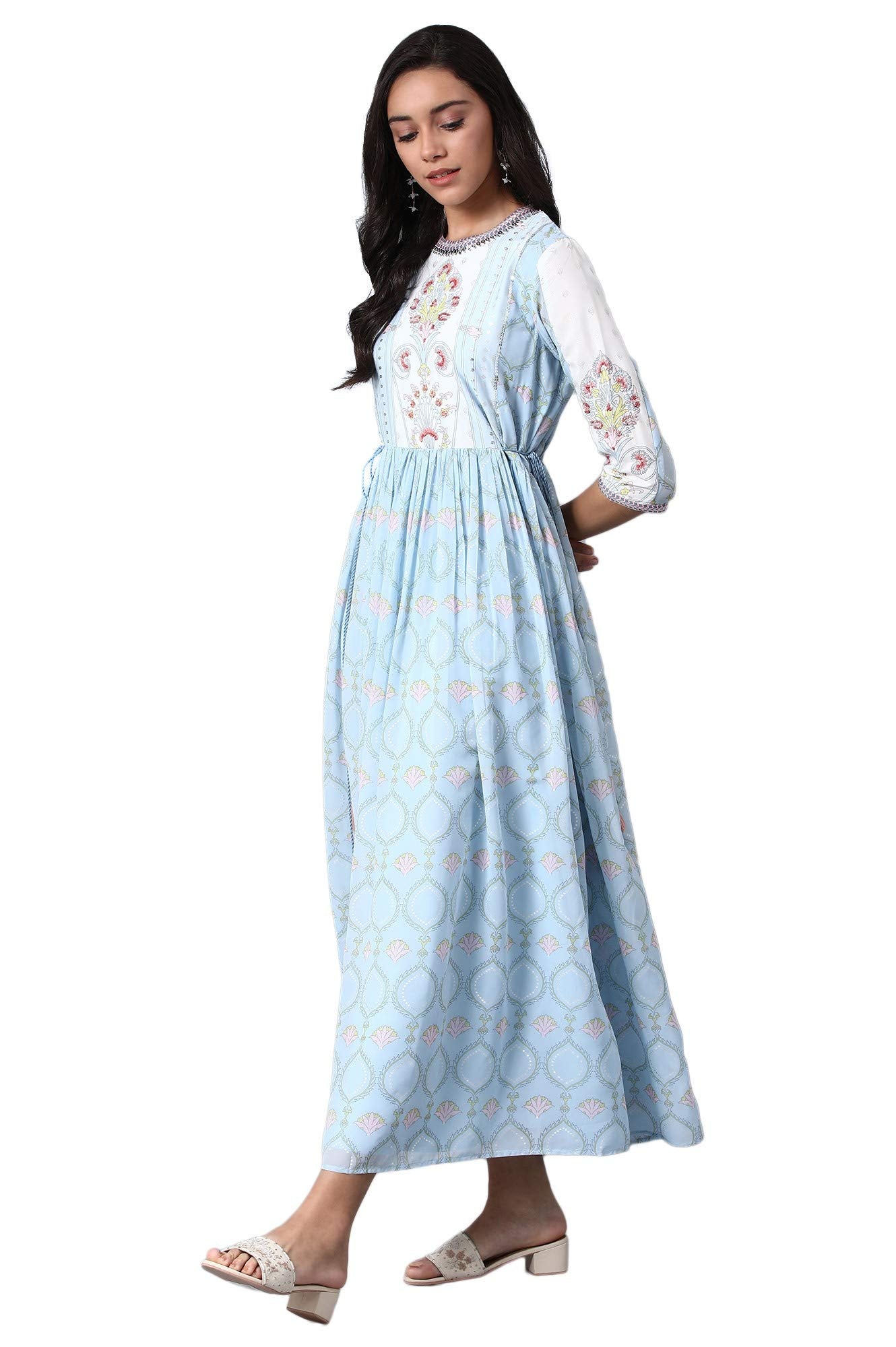 W for Woman Women's Chiffon a-line Maxi Dress (20FES10434-112575_Blue_18 (3XL))