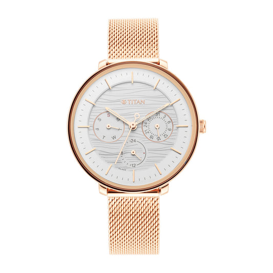 Titan Women Metal Analog White Dial Watch-Np2651Wm02/Np2651Wm02, Band Color-Rose Gold