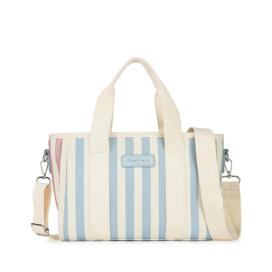 Fastrack Striped Canvas Satchel Bag for Women | Compact Structured Handbag with Zip Closure, Internal Pockets and Detachable Strap | Everyday Crossbody for Work, Errands and Casual Outings