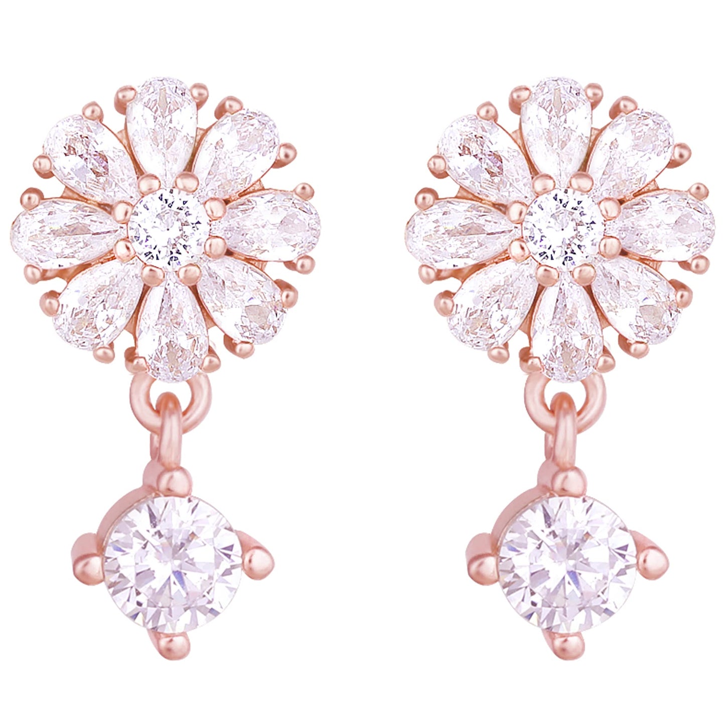 GIVA 925 Silver Rose Gold Floral Earrings| Drops to Gift Women & Girls | With Certificate of Authenticity and 925 Stamp | 6 Month Warranty*