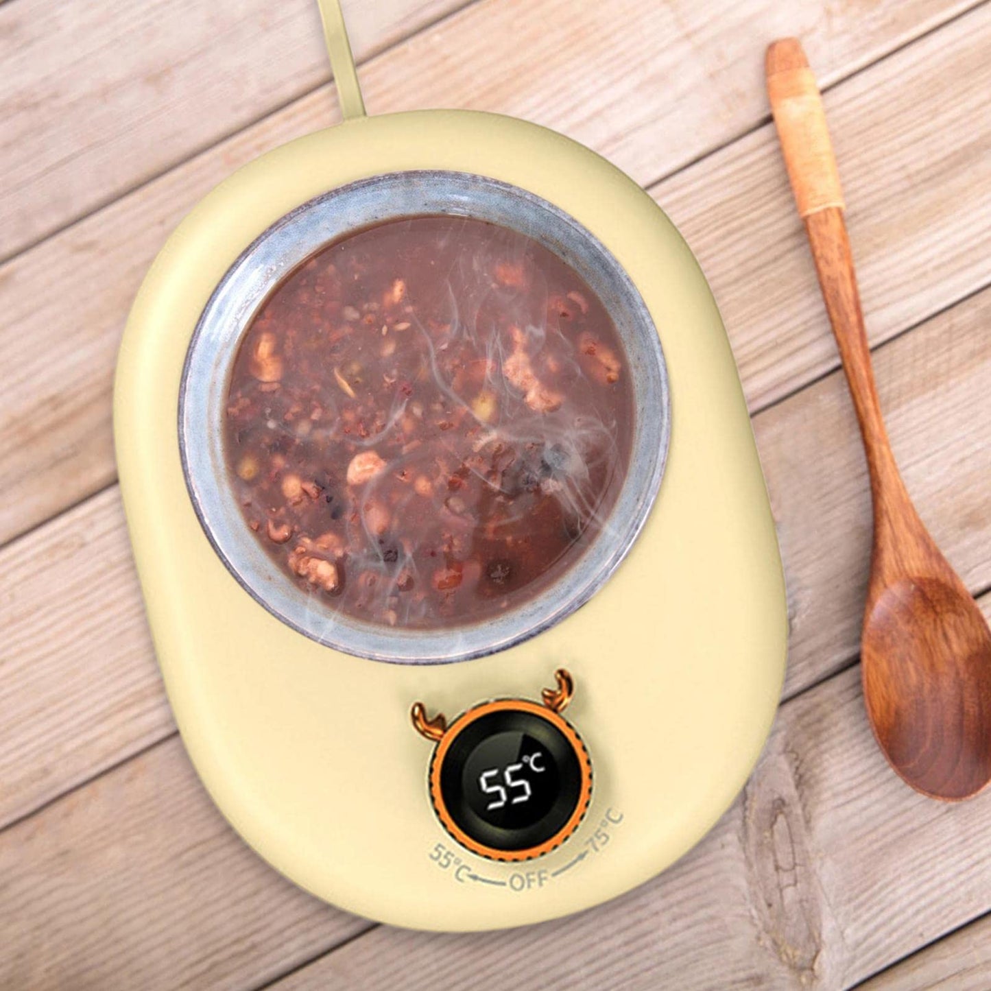 FABLOFTCoffee Mug Warmer Cup Heating Plate 2 Temparature Settings for Home Office Yellow