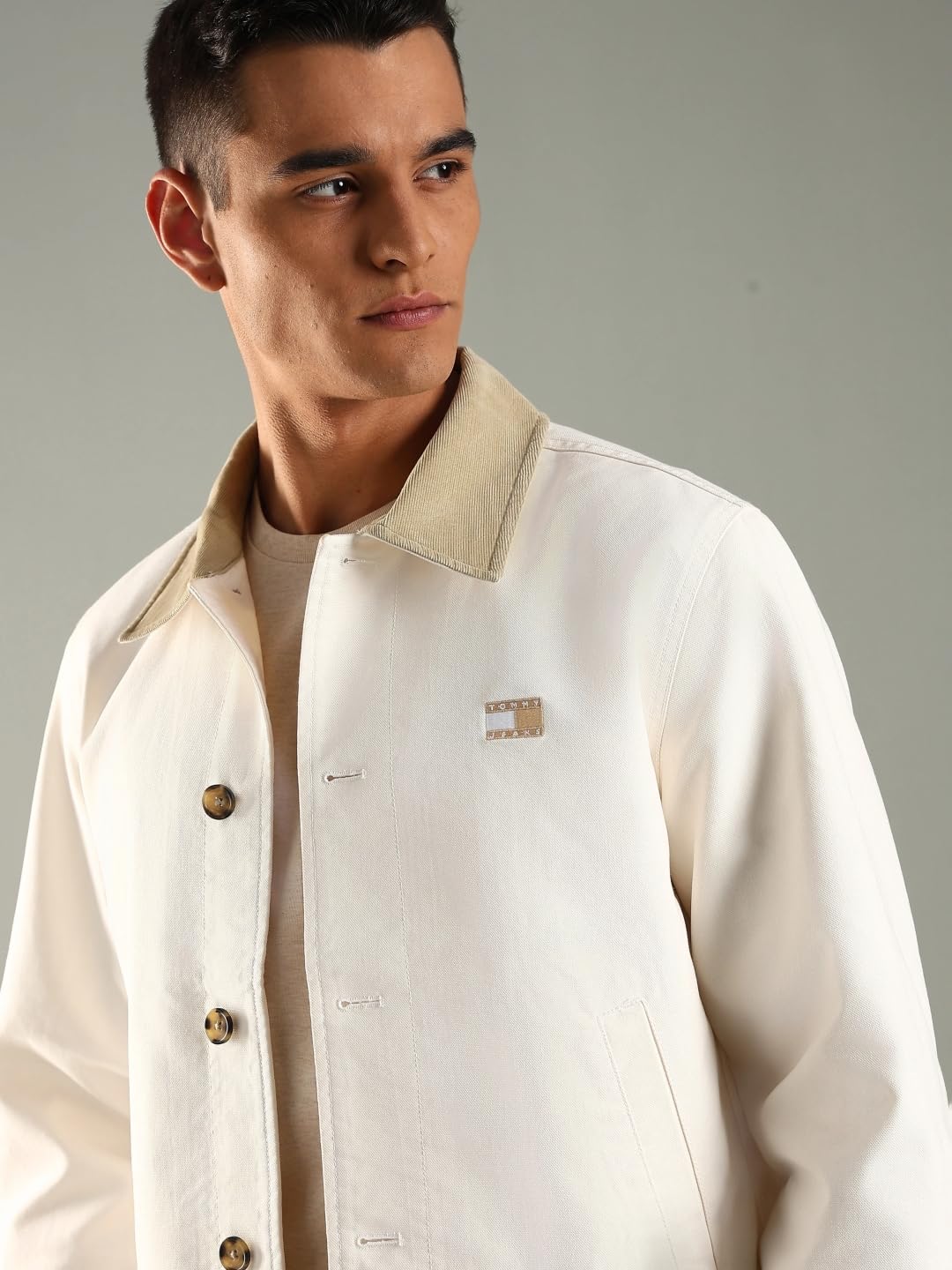 Solid Relaxed Fit Cotton Jacket