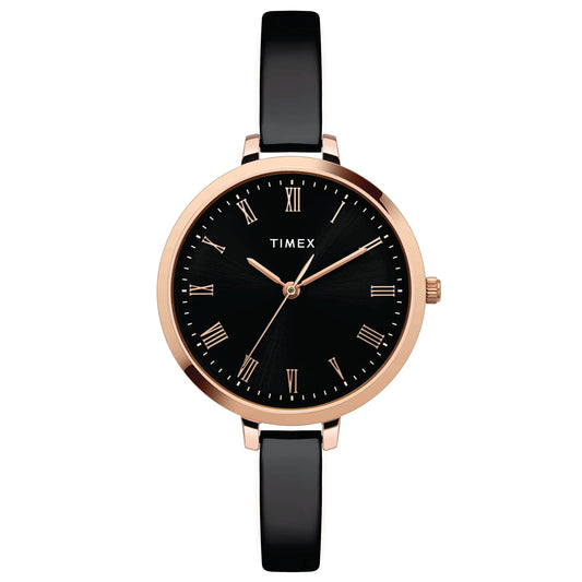TIMEX Unisex Brass Analog Black Dial Watch-Twel12818, Band Color-Black