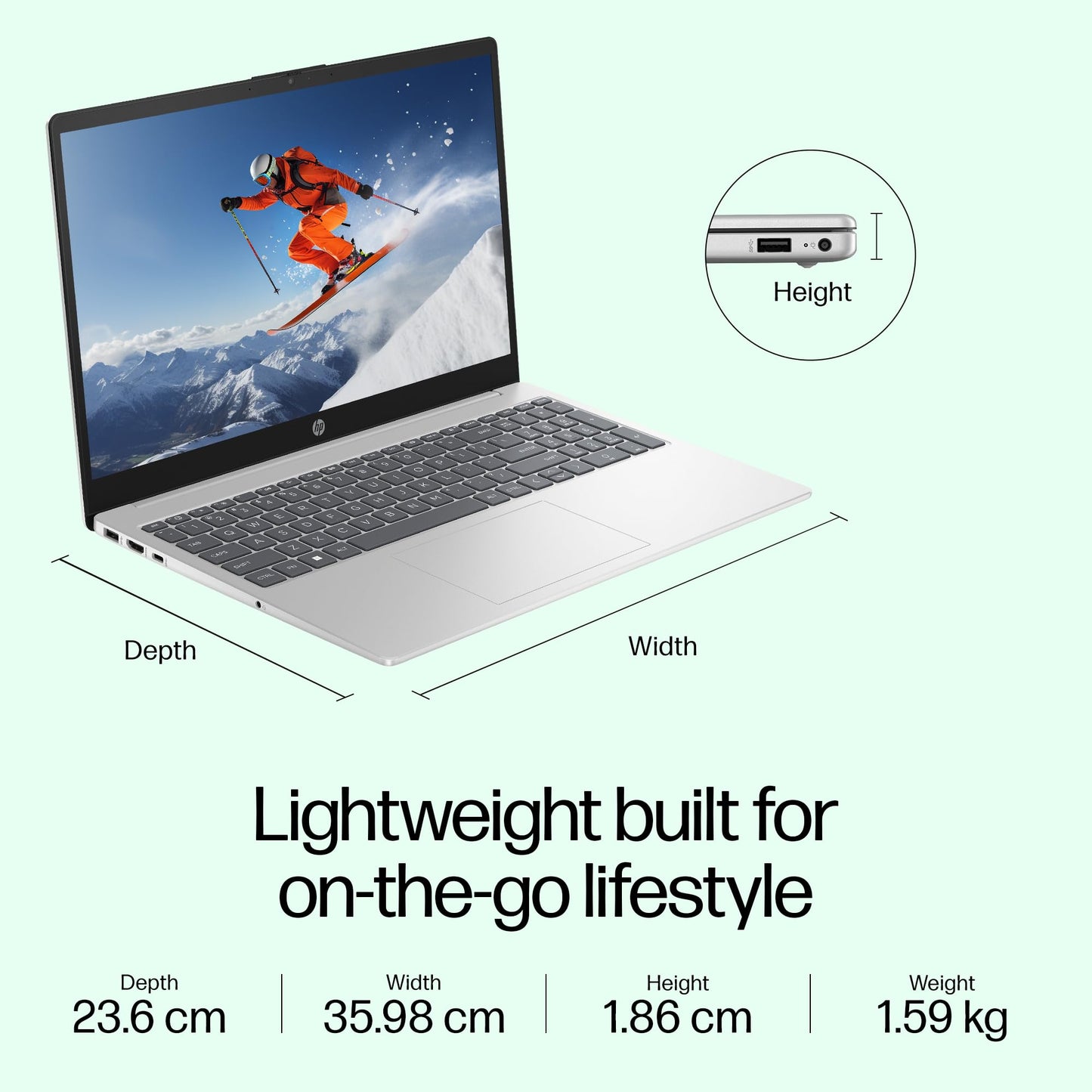 HP 15, 13th Gen Intel Core i7-1355U (16GB DDR4, 512GB SSD) Microsoft365* Office2024, Win11, 15.6inch(39.6cm) FHD Laptop, Intel Iris Xe, FHD Camera w/Privacy Shutter, Backlit, Silver, 1.59kg, fd0468tu