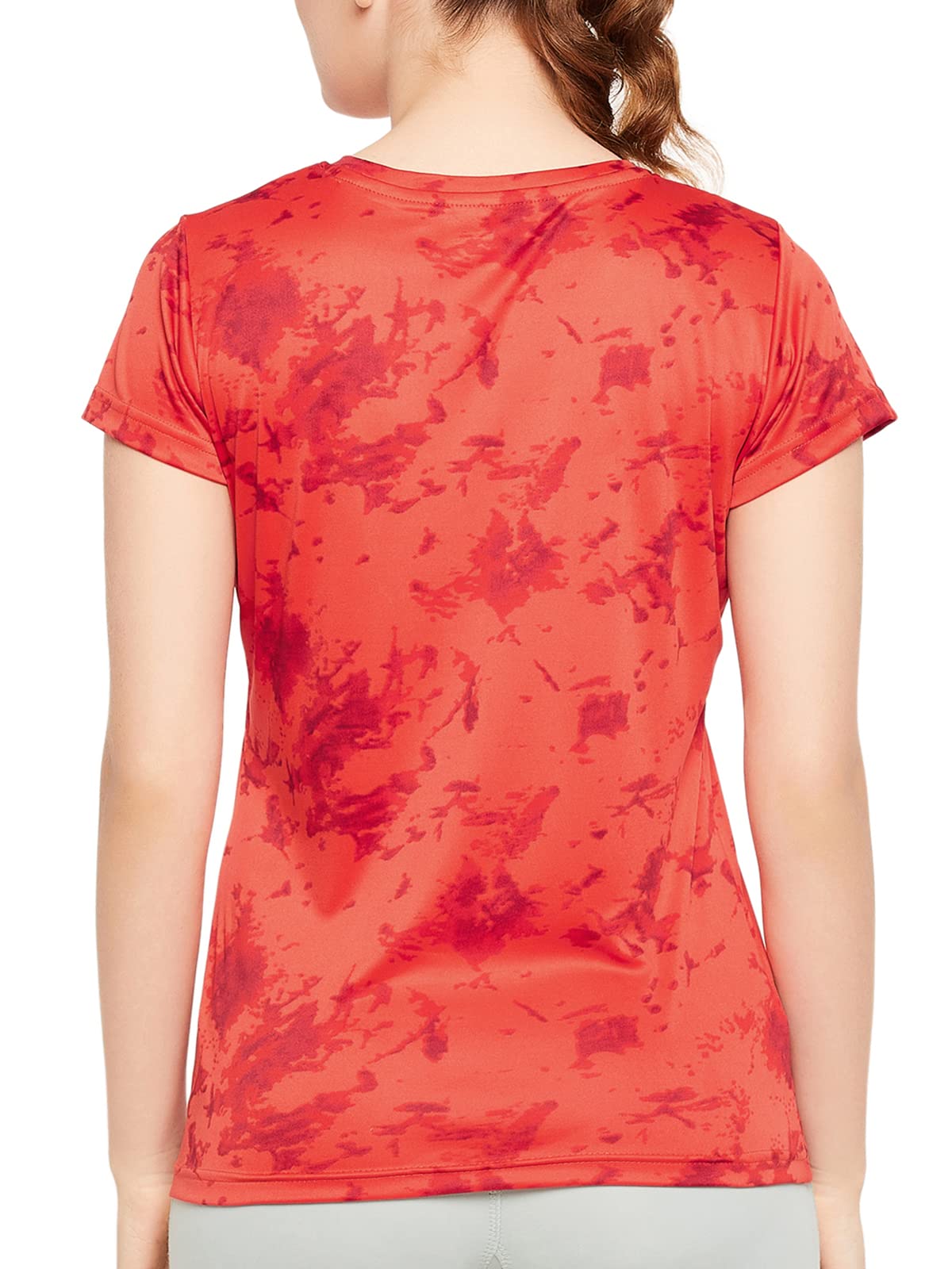 Clovia Women's Comfort-Fit Active Text Print T-Shirt with Reflective Sticker (AT0179P04_Red_M)