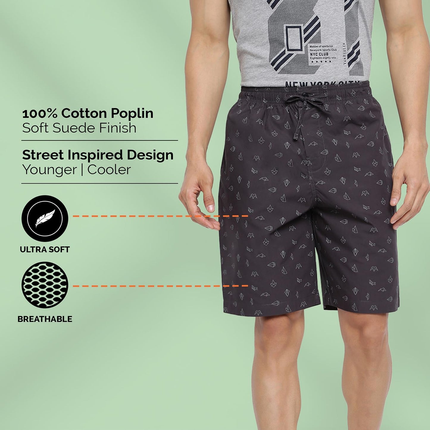 Van Heusen Athleisure Men's Cotton Lounge Shorts (8907670959145_50061_Small_Asp-02)