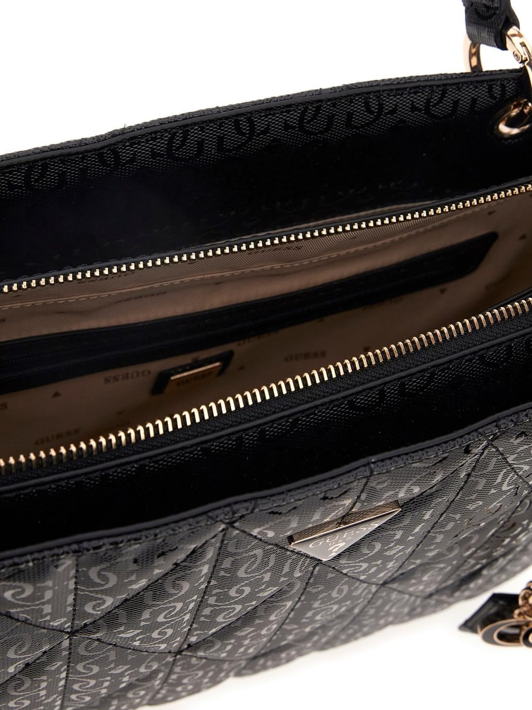 GUESS Black Quilted Aldina Noel Tote Bag