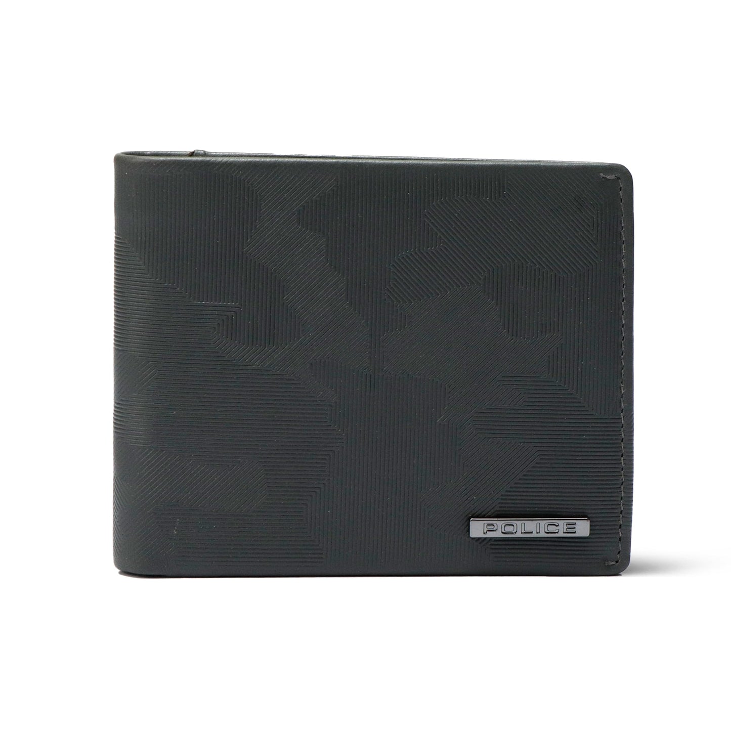 Police Men's Genuine Camou Leather Slim Wallet | 8 Card Slots with 2 Currency Compartments | Elegant, Durable & Functional | Ideal for Everyday Use & Gifting I Jet Black