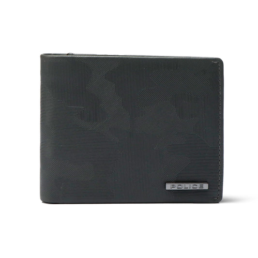 Police Men's Genuine Camou Leather Slim Wallet | 8 Card Slots with 2 Currency Compartments | Elegant, Durable & Functional | Ideal for Everyday Use & Gifting I Jet Black