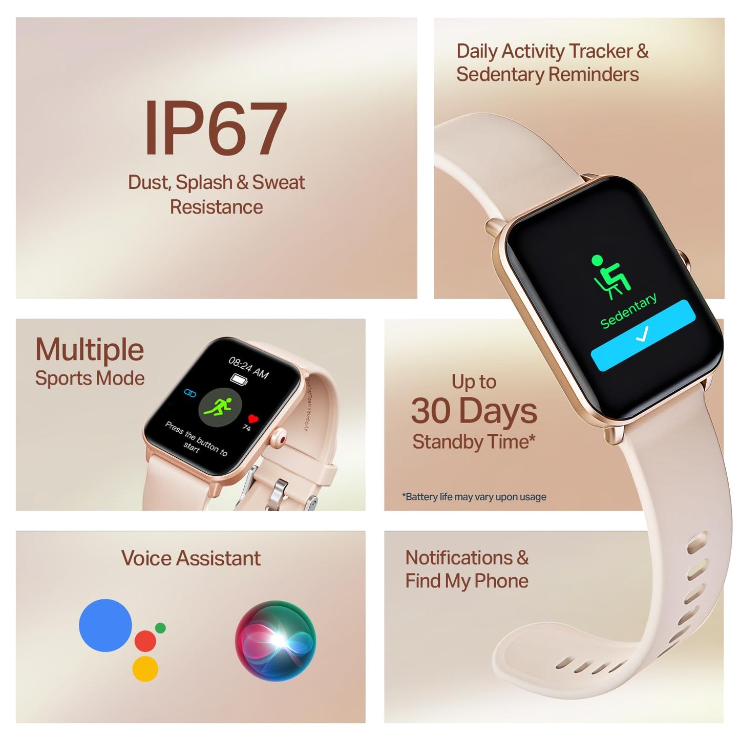 boAt Wave Call 2 with 1.83” HD Display, Advanced BT Calling, Functional Crown, Cloud & Custom Watch Faces, Multiple Sports Modes, IP67, HR, Sleep & SPO₂ Monitor Smart Watch(Orchid Blush)