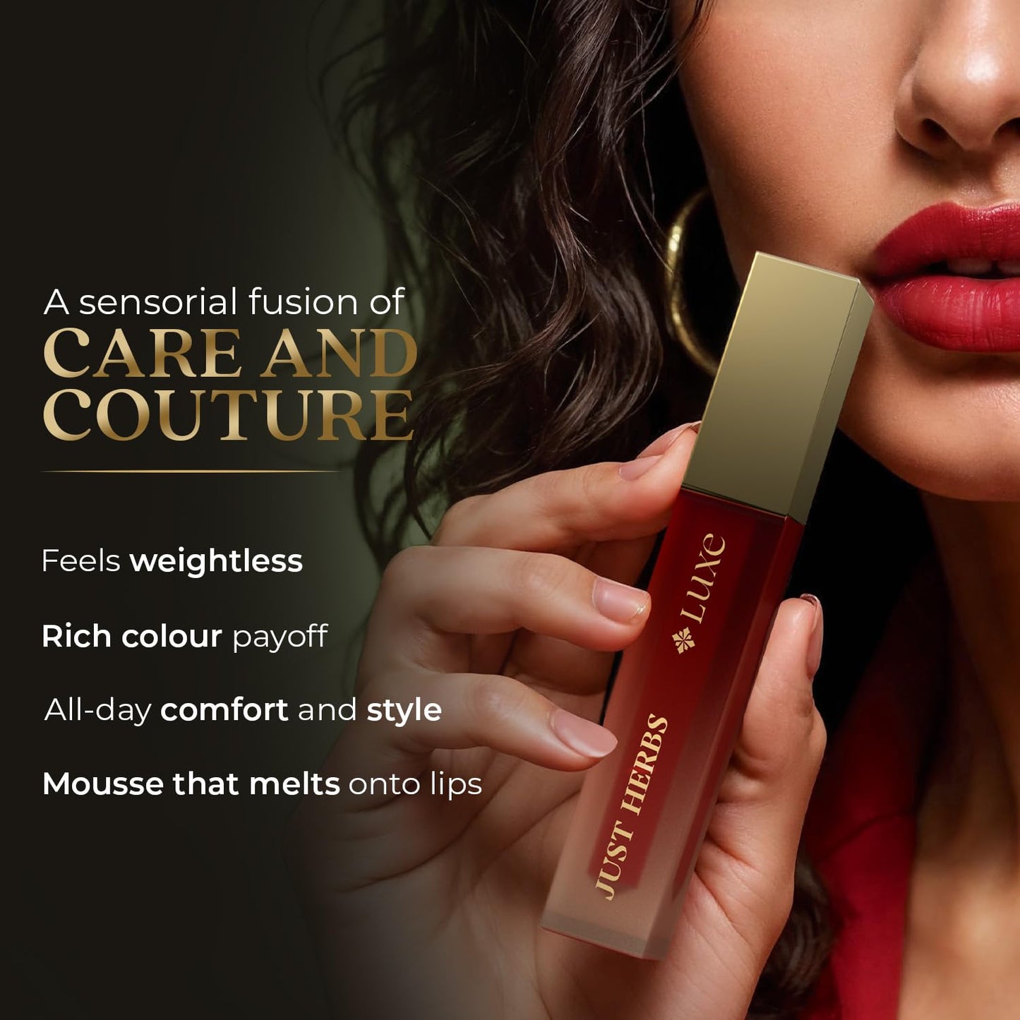 Just Herbs Luxe Dream Muse Mousse Liquid Lipstick | Luxury Makeup | Velvet Matte | Long Lasting & Transferproof Formula | Ayurvedic Lipstick – 3.5 ml (03 BLUSH BLOOM)